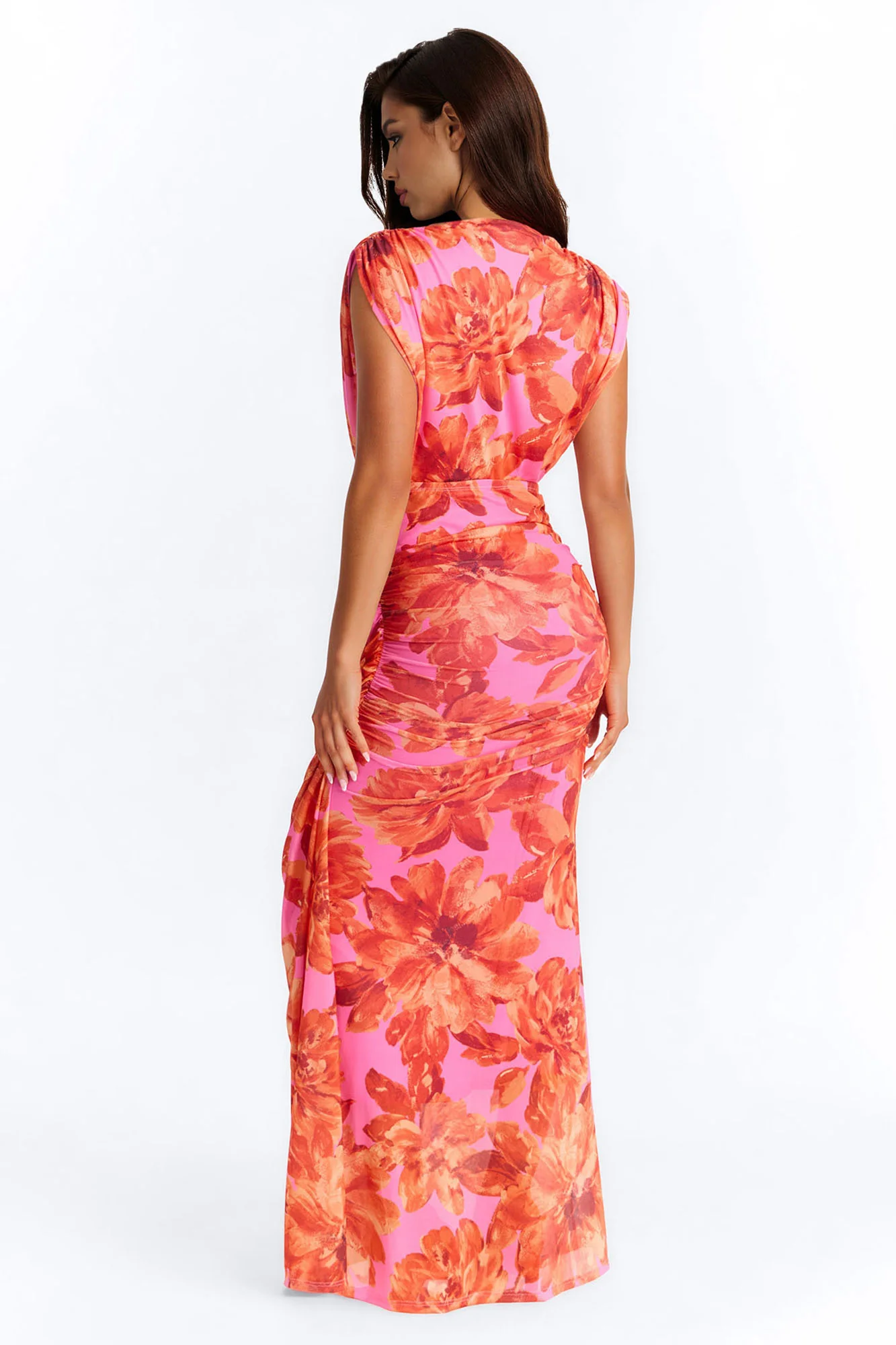 Veda Floral Mesh Maxi Dress - Pink/combo - Image 3