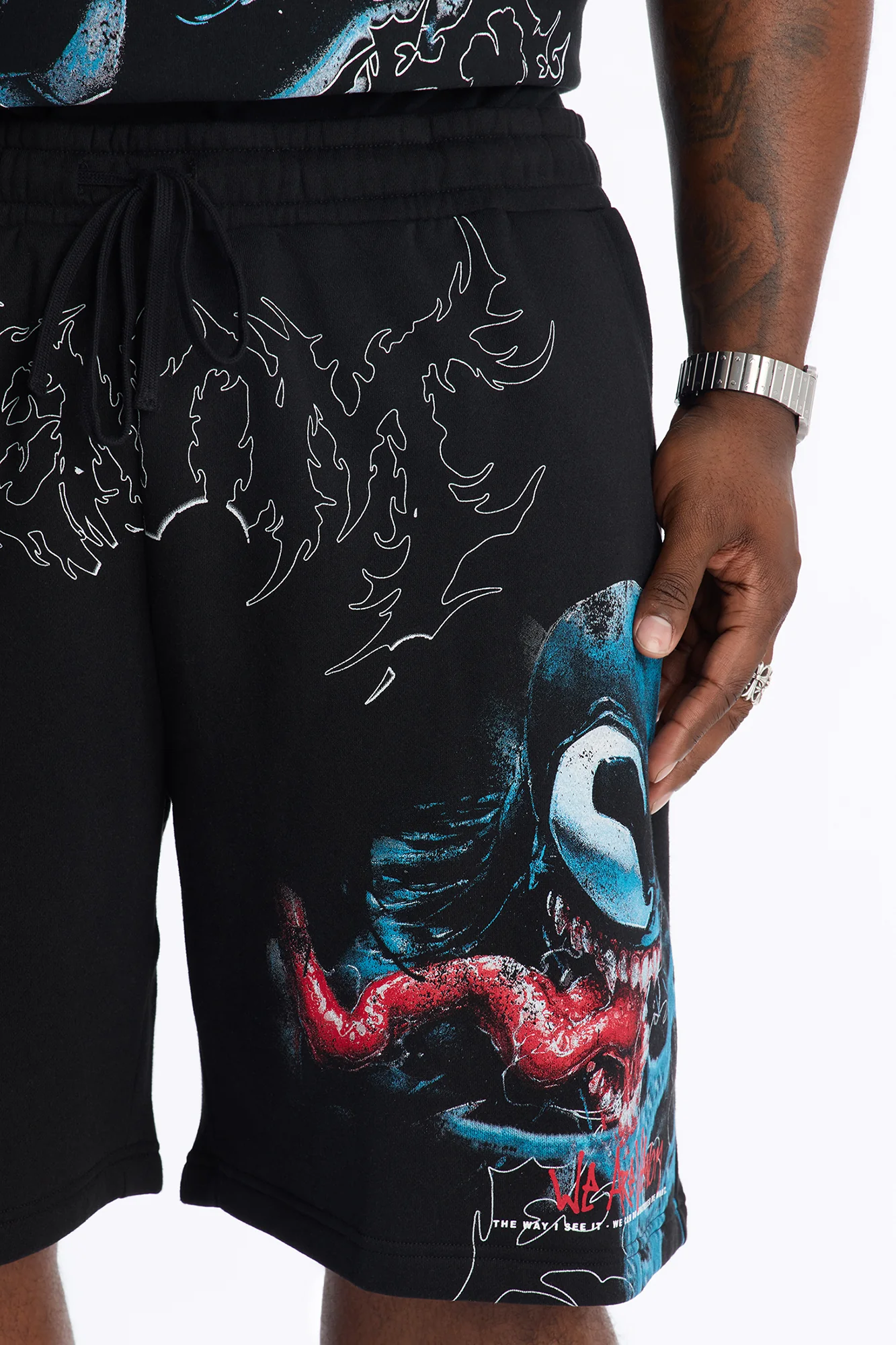 Venom All Over Print Relaxed Sweat Short - Black - Image 7