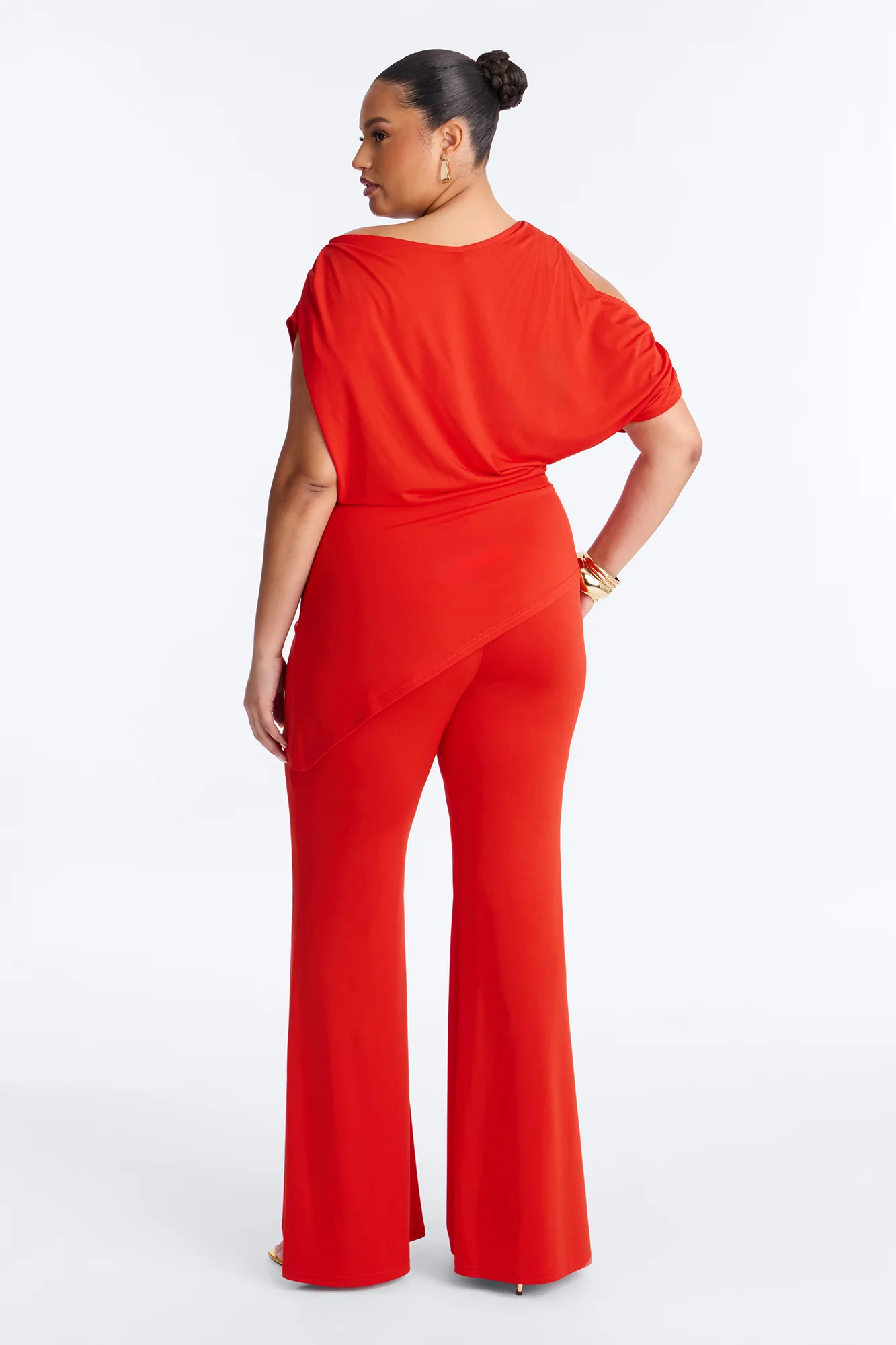 Victoria Asymmetrical Pant Set - Tomato Red - Image 7