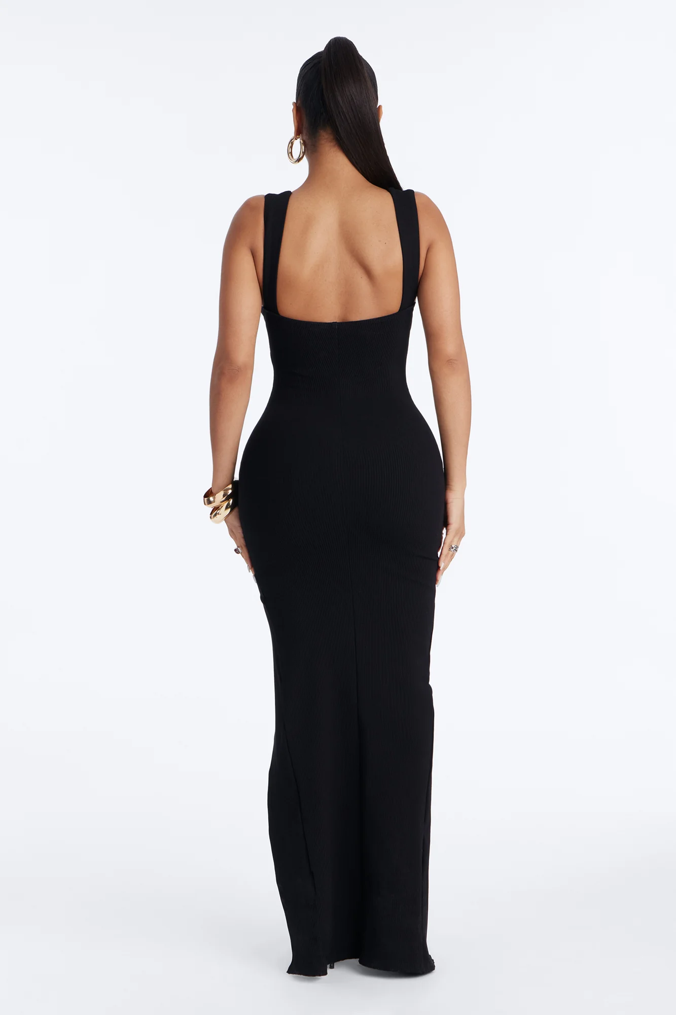 Victoria Snatched High Slit Maxi Dress - Black - Image 4