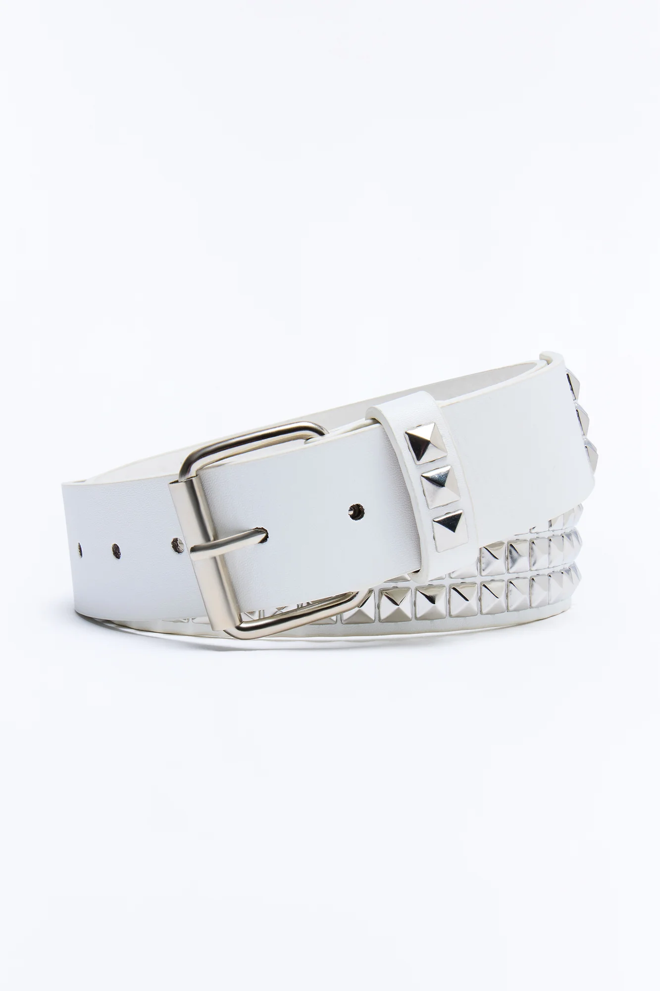 Viktor Studded Faux Leather Belt - White - Image 3