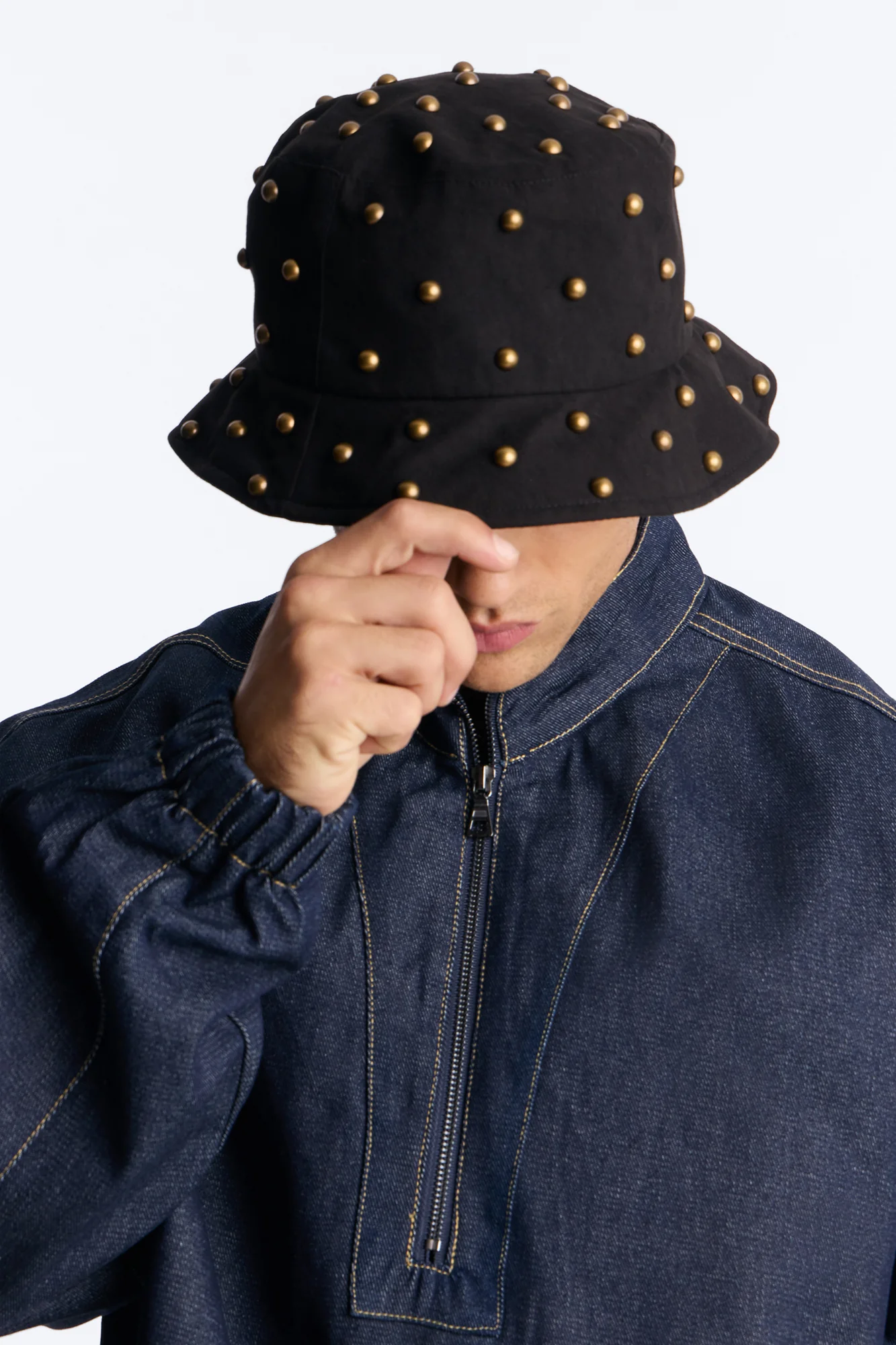 Viktor Suede Studded Bucket Hat - Black - Image 2