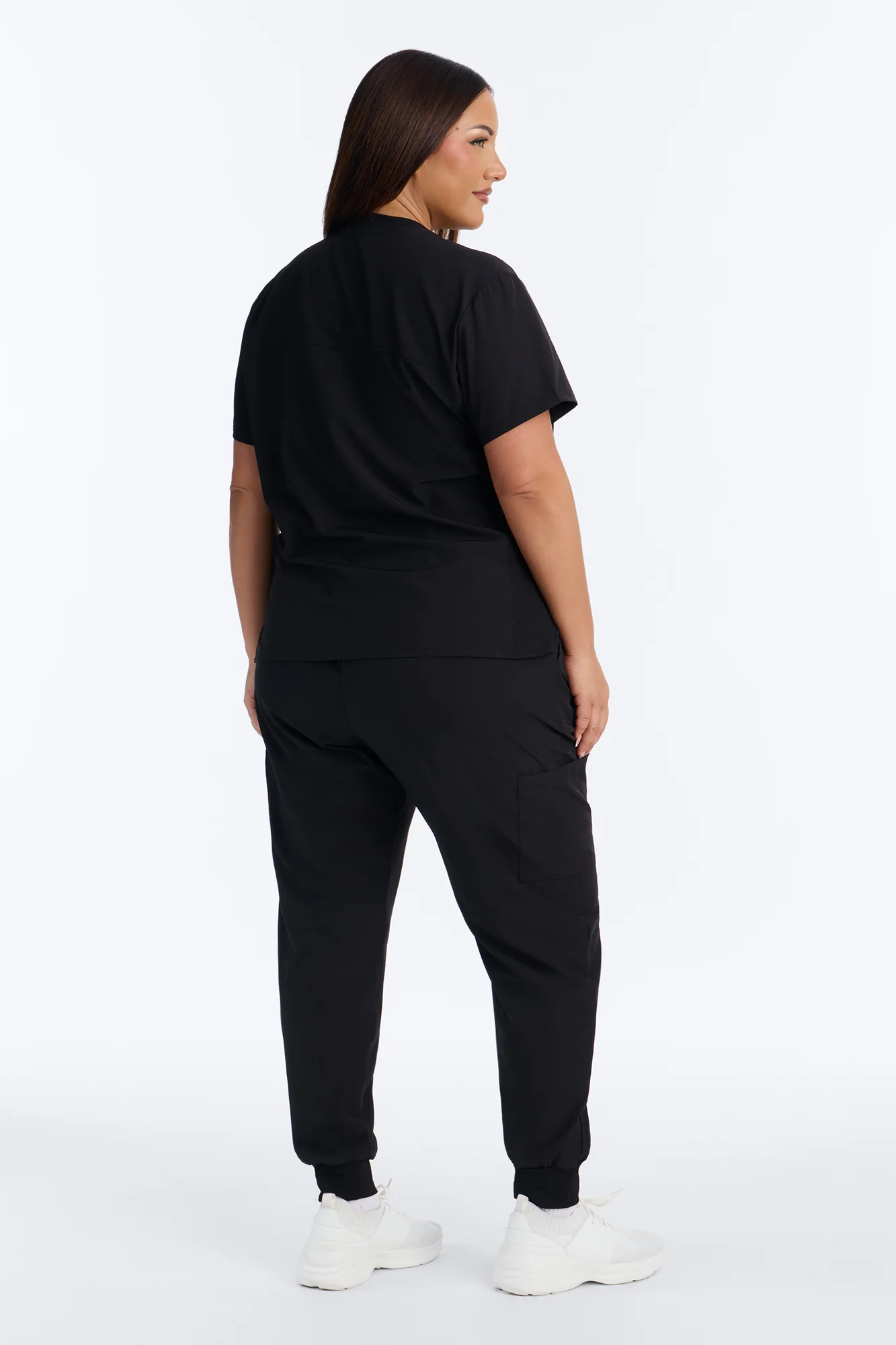 Vital 4 Way Stretch Front Zip Jogger Scrub Set - Black - Image 8