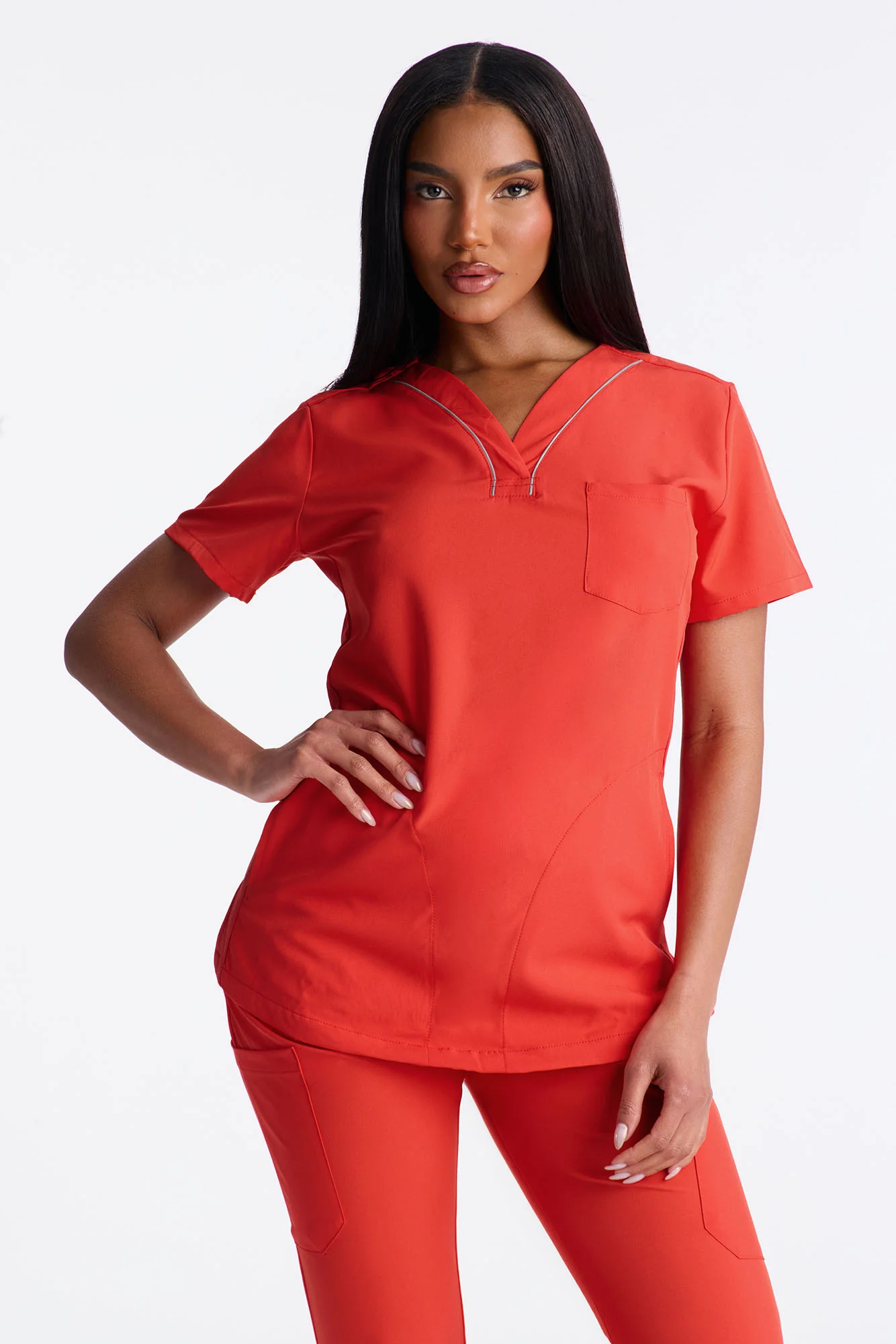 Vitals Only Straight Leg Scrub Set - Fire - Image 2
