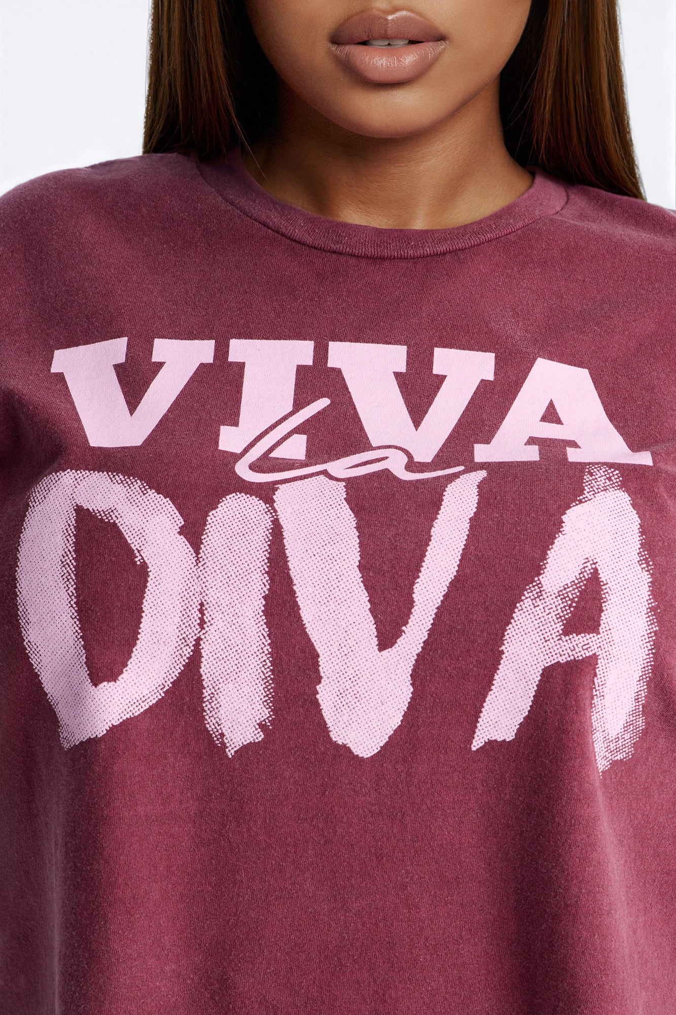 Viva La Diva Raw Hem Tee - Burgundy - Image 6