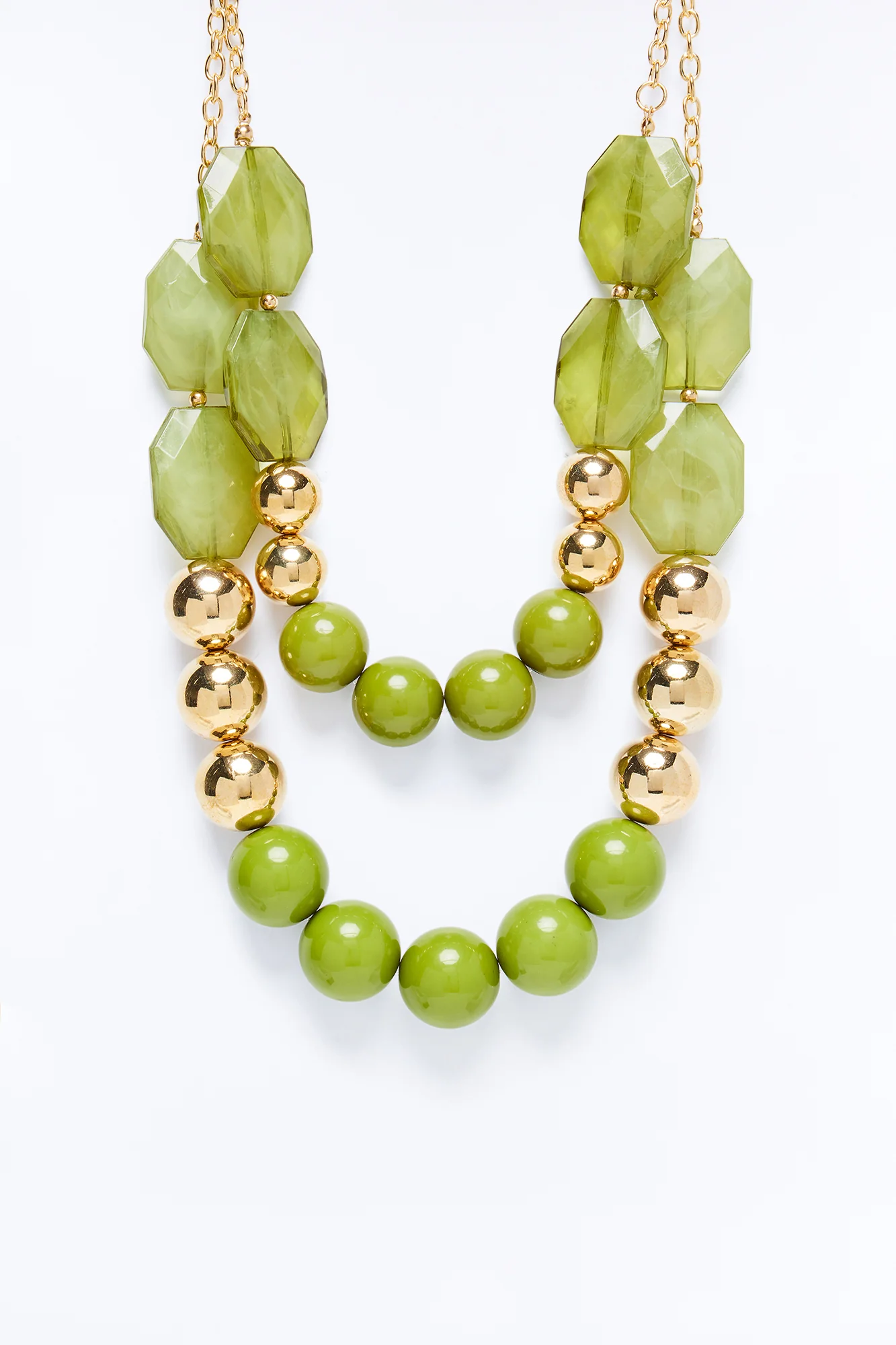 Vivi Layered Jewel Beaded Necklace - Gold/Green - Image 3