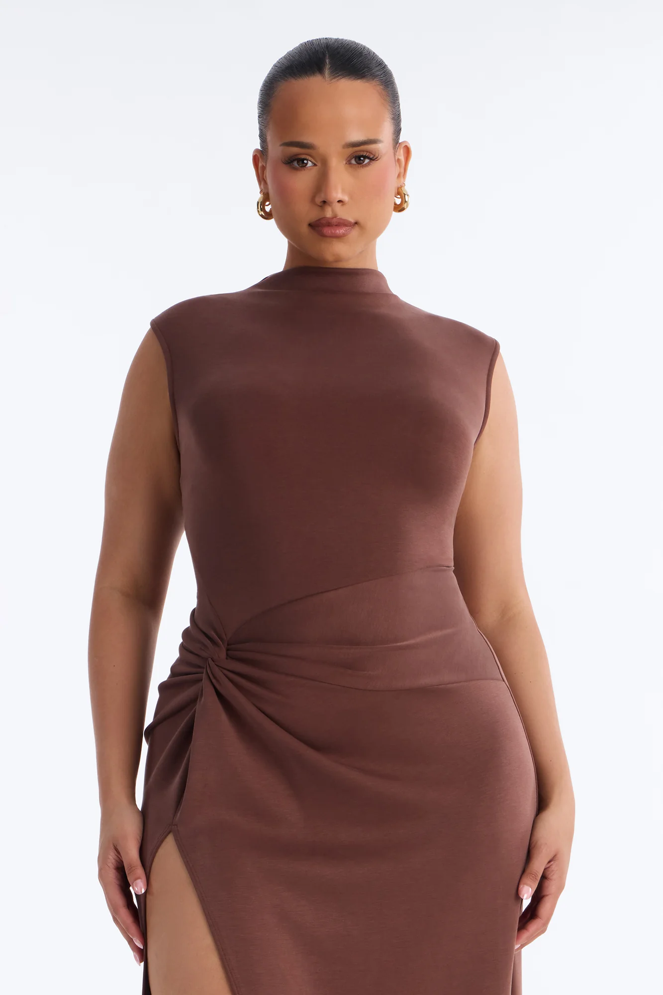 Vivi Twist Maxi Dress - Chocolate - Image 6