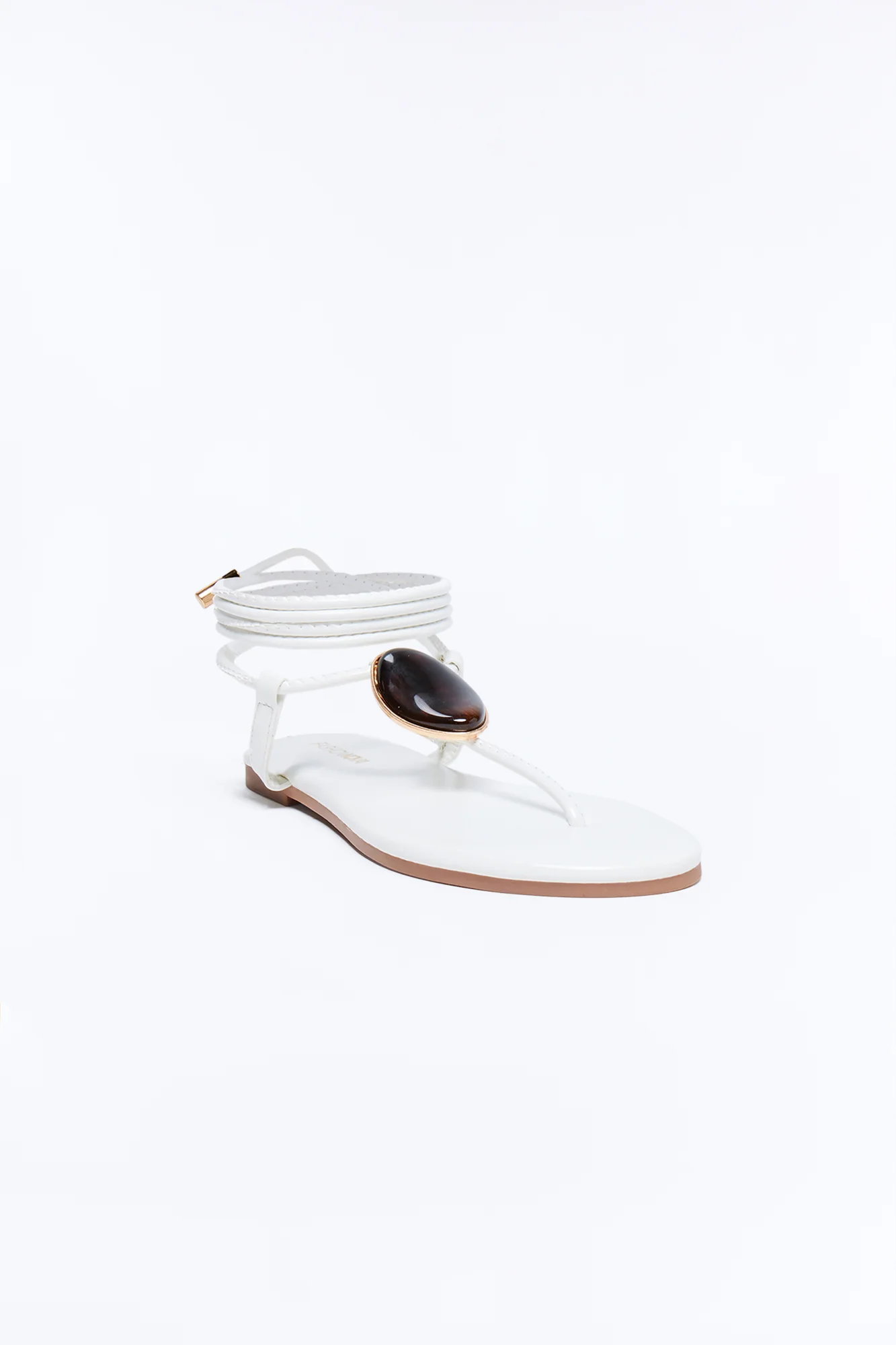 Vlaire Stone Wrap Up Sandals - White