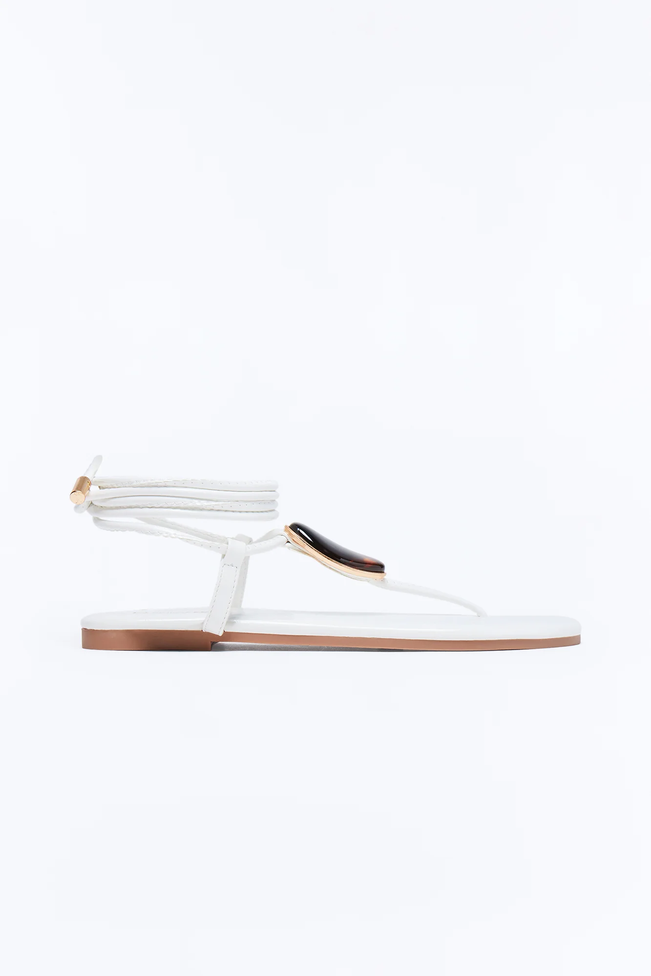 Vlaire Stone Wrap Up Sandals - White - Image 2