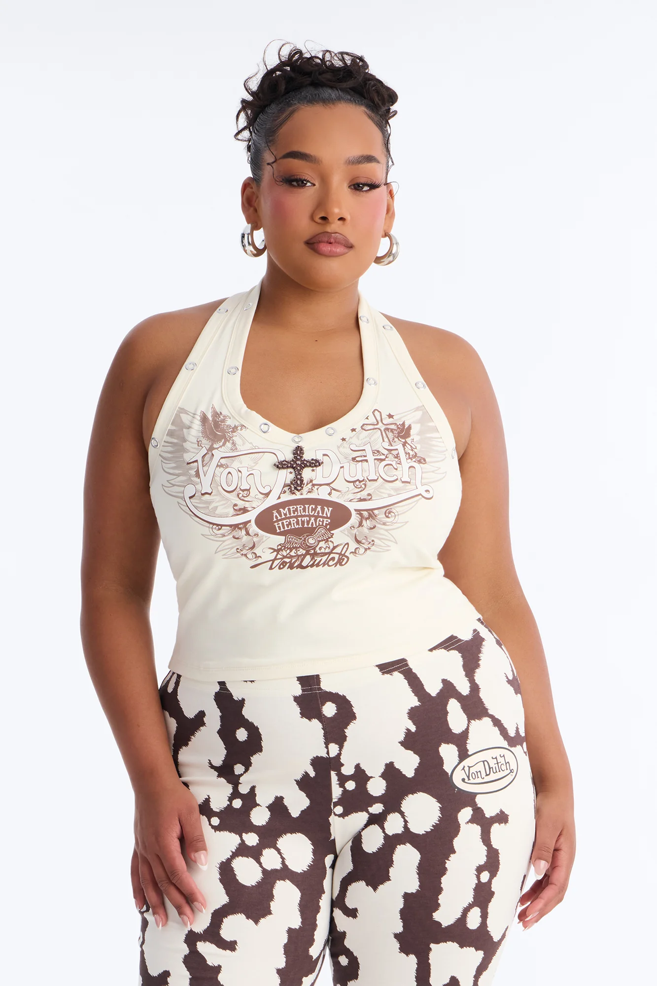Von Dutch Giddy Up Halter Top - Ivory/combo - Image 5