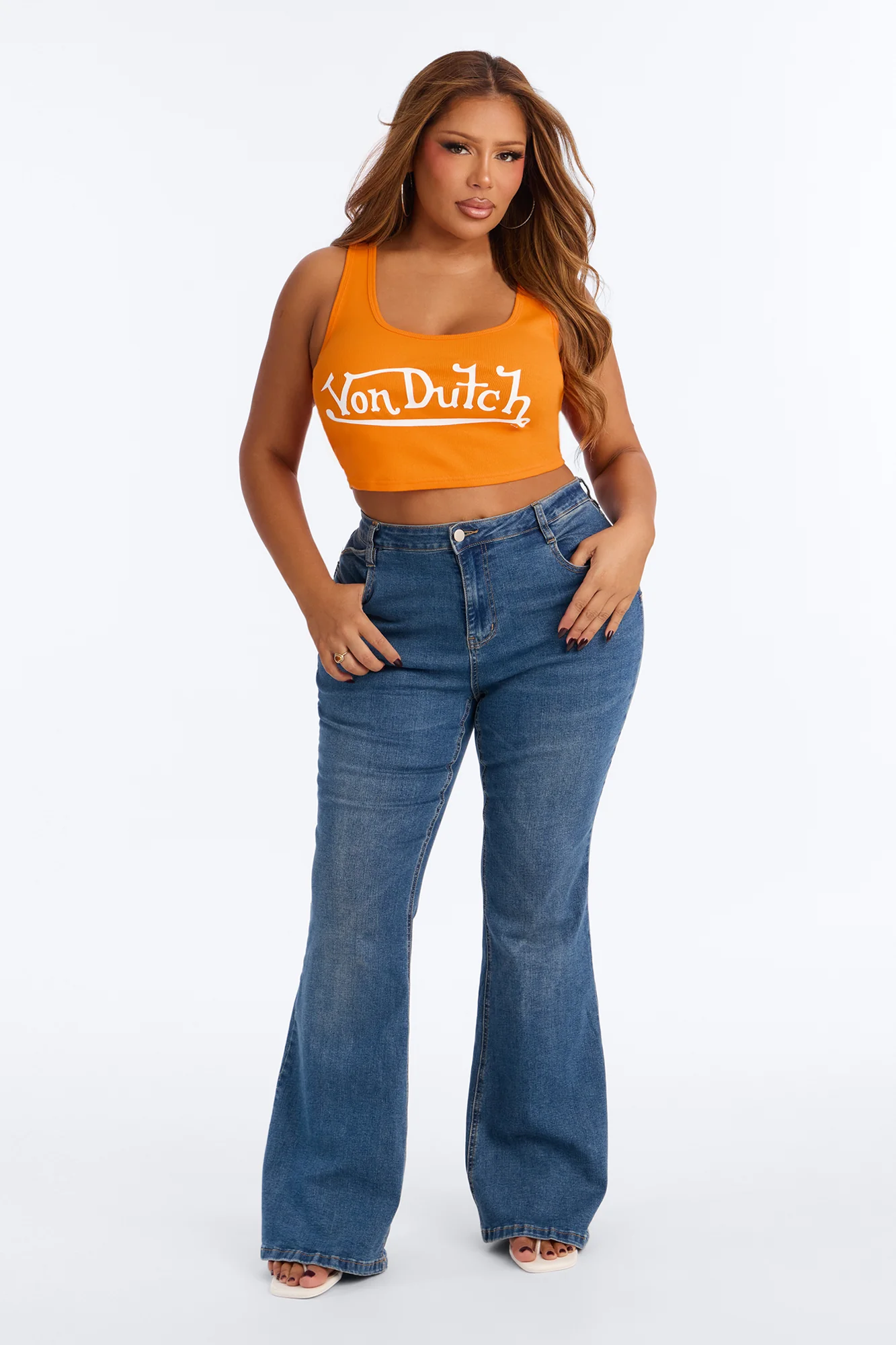 Von Dutch Logo Crop Tank - Orange - Image 5