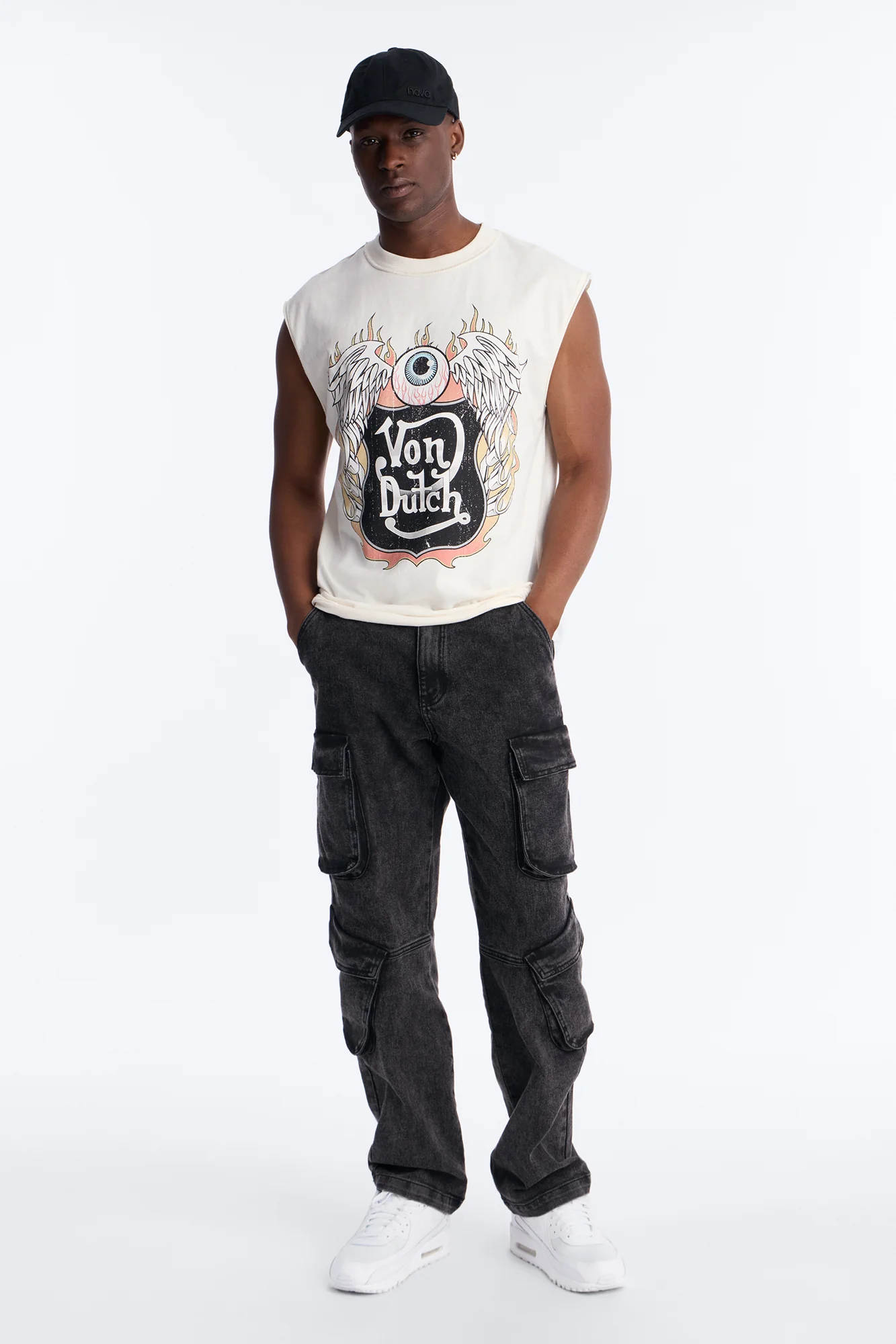 Von Dutch Motor Heavy Weight Muscle Tee - Cream - Image 2