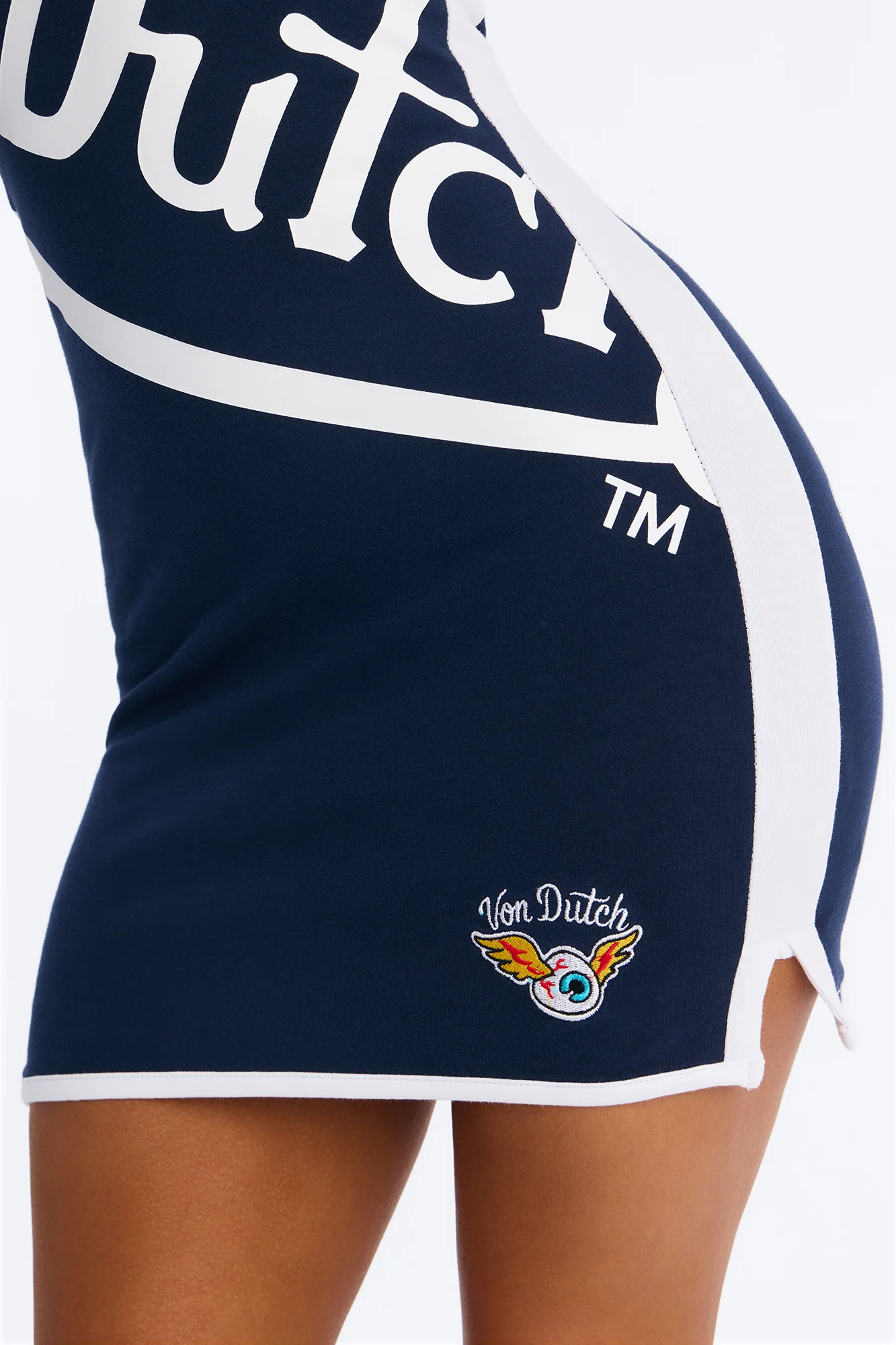 Von Dutch Off Shoulder Mini Dress - Navy - Image 4