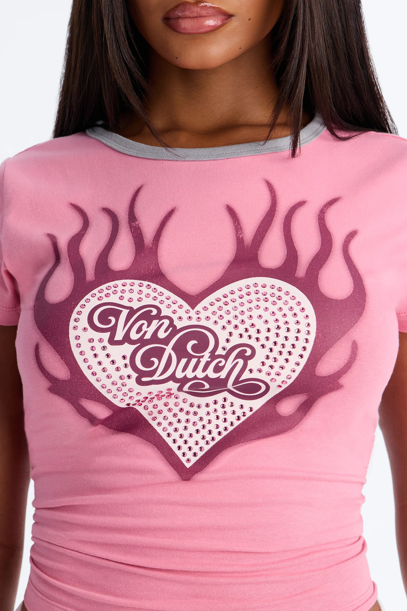 Von Dutch On Fire Baby Tee - Pink - Image 3