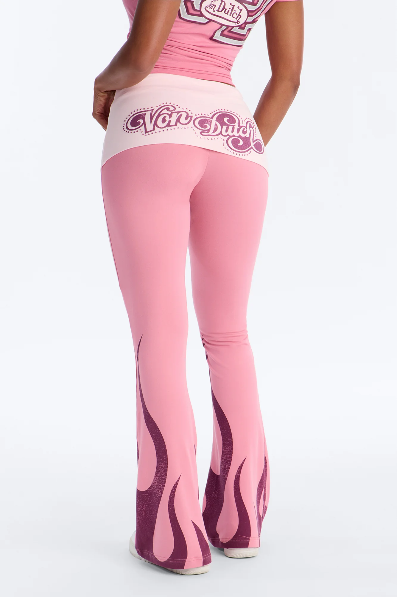 Von Dutch On Fire Flare Pants - Pink - Image 4