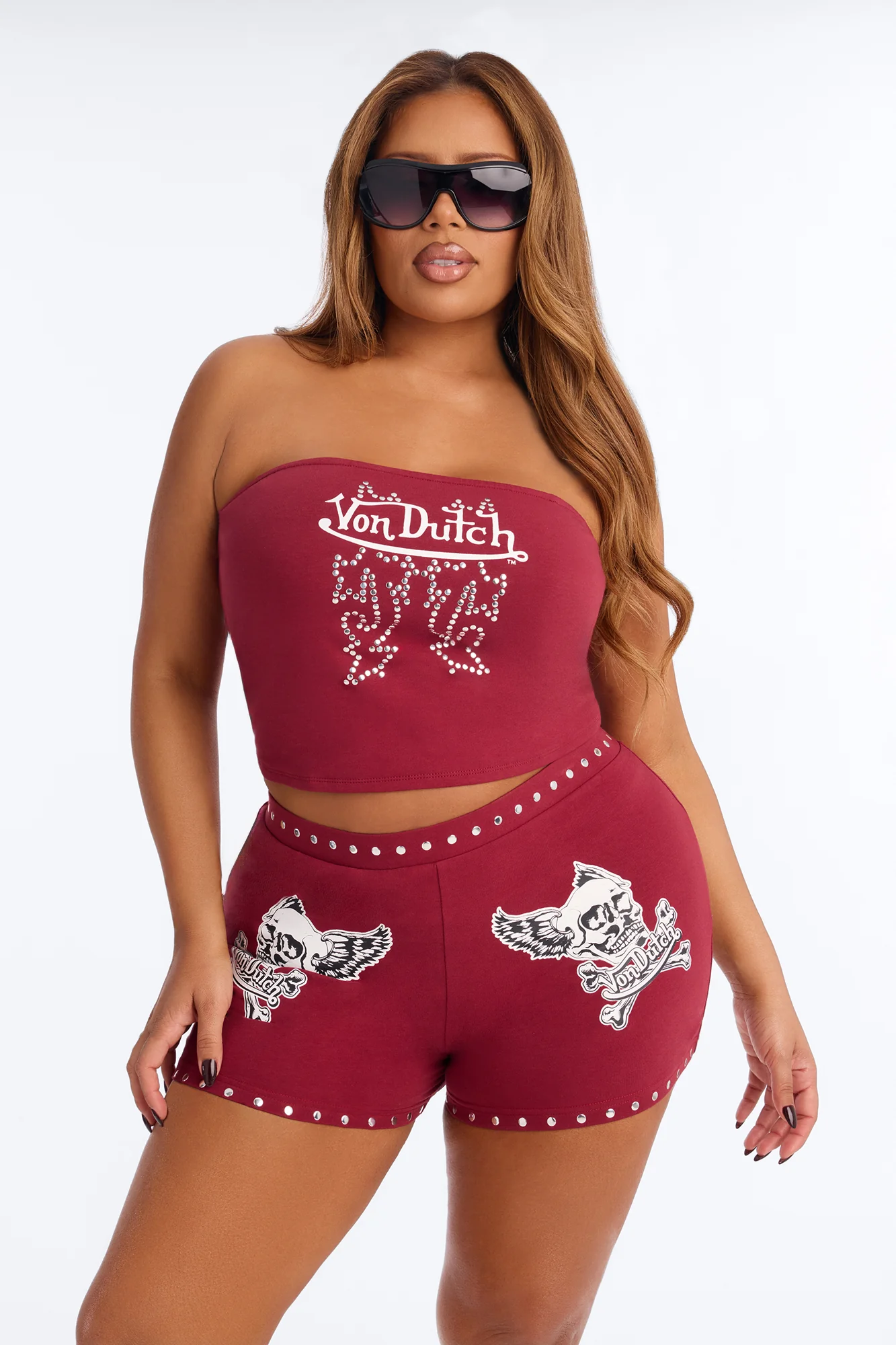 Von Dutch Out West Tube Top - Burgundy - Image 5