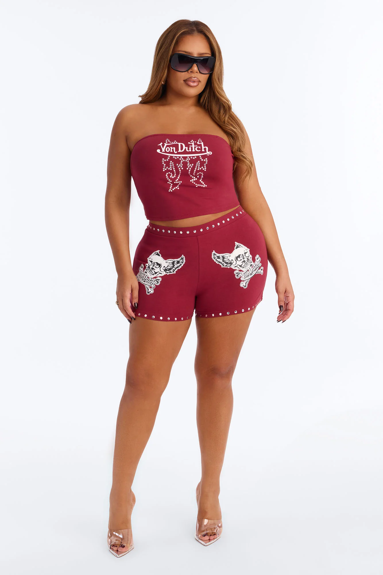 Von Dutch Out West Tube Top - Burgundy - Image 6