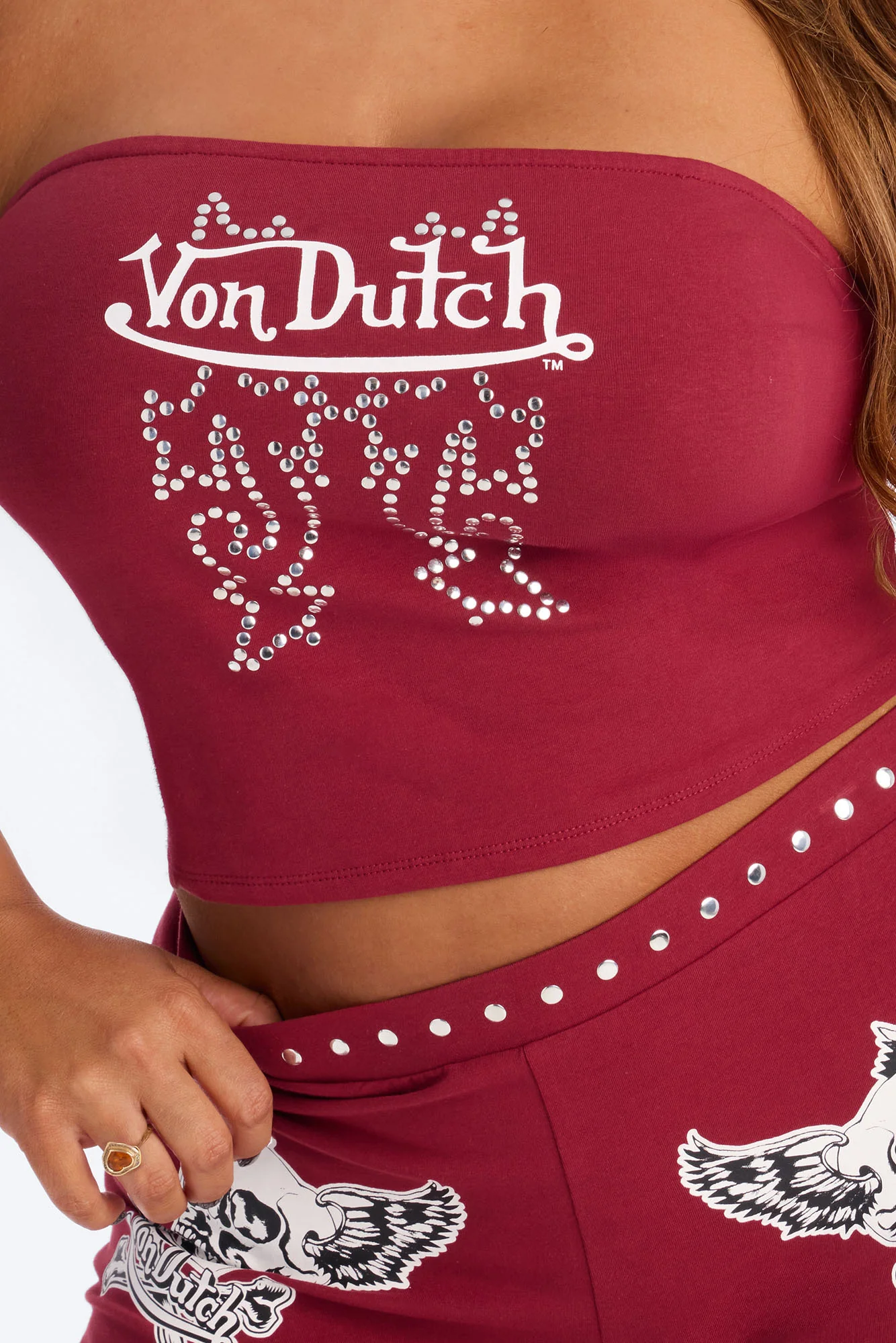 Von Dutch Out West Tube Top - Burgundy - Image 7