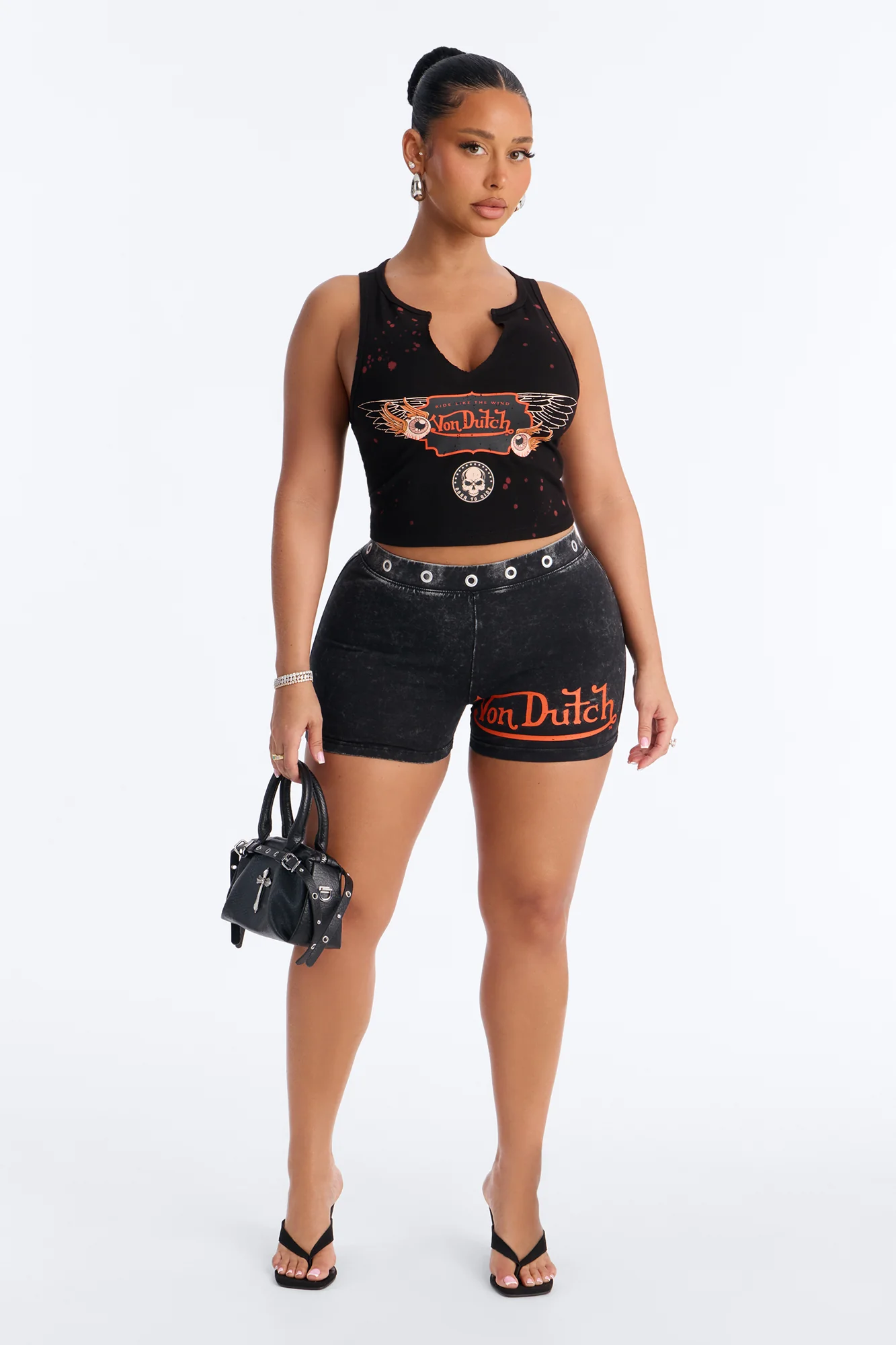 Von Dutch Rocker Bleach Notch Neck Tank - Black Wash - Image 2