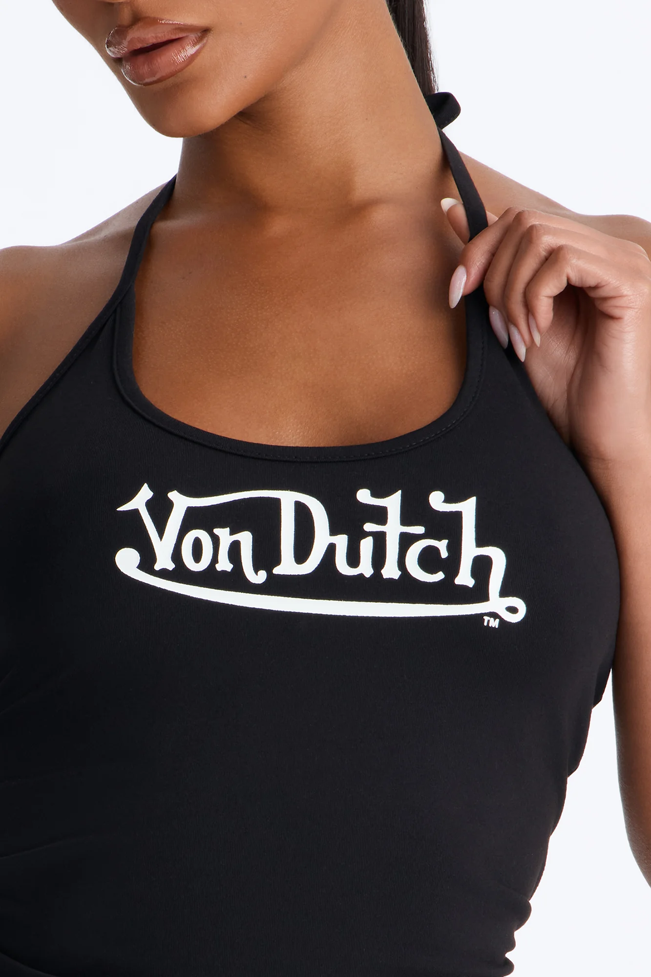 Von Dutch Sporty Halter Tank Top - Black - Image 3