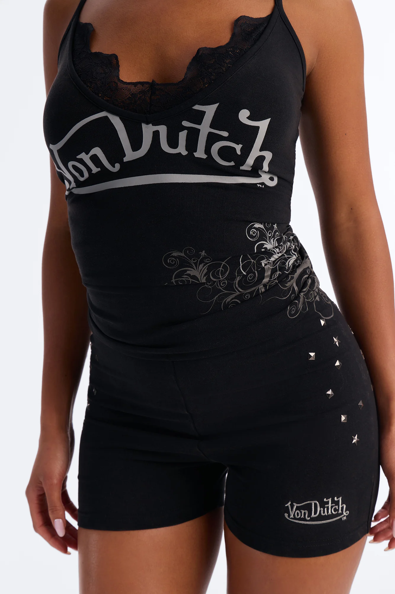 Von Dutch Studded Romper - Black - Image 3