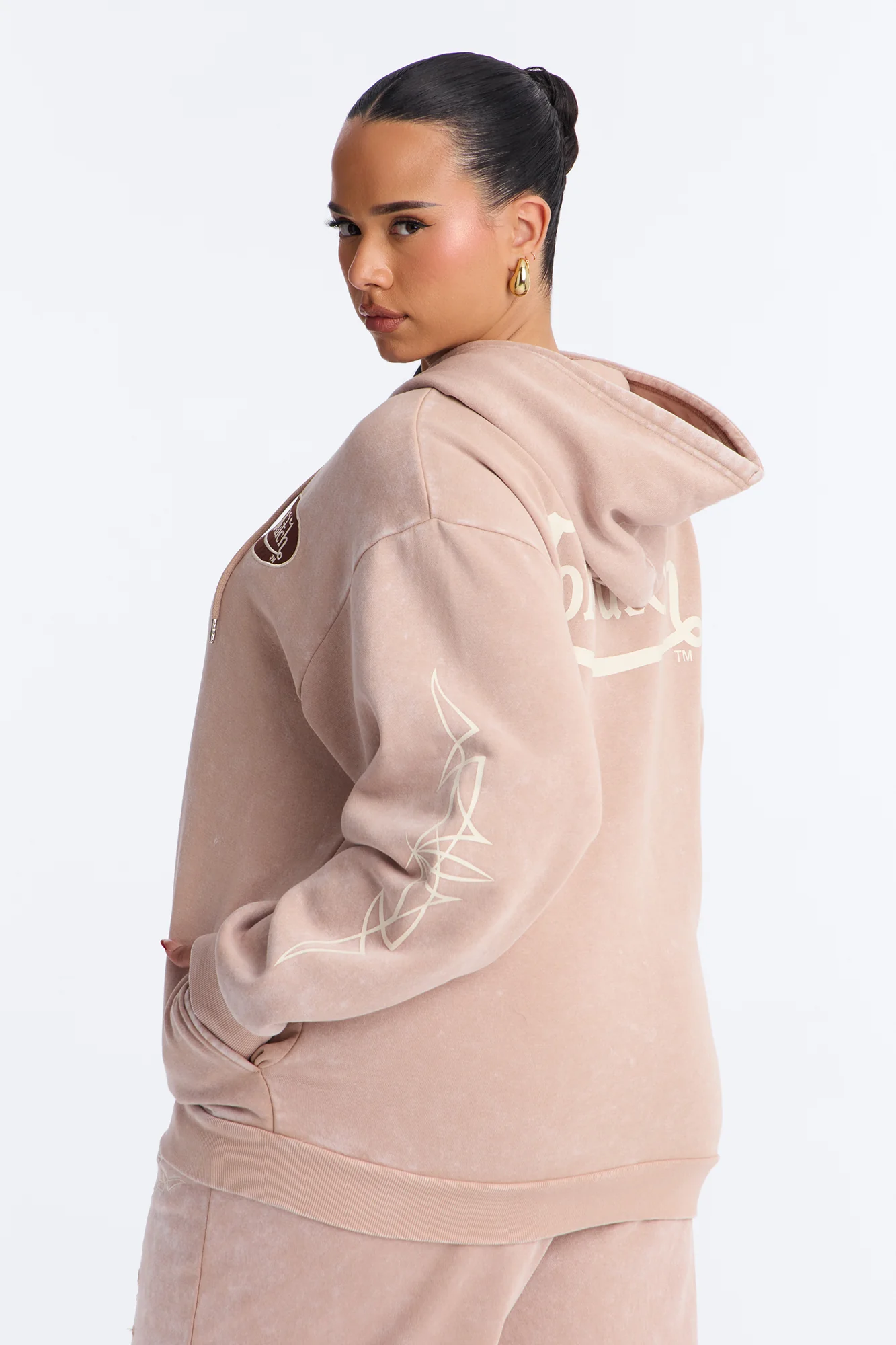 Von Dutch Washed Zip Up Sweatshirt - Taupe - Image 9