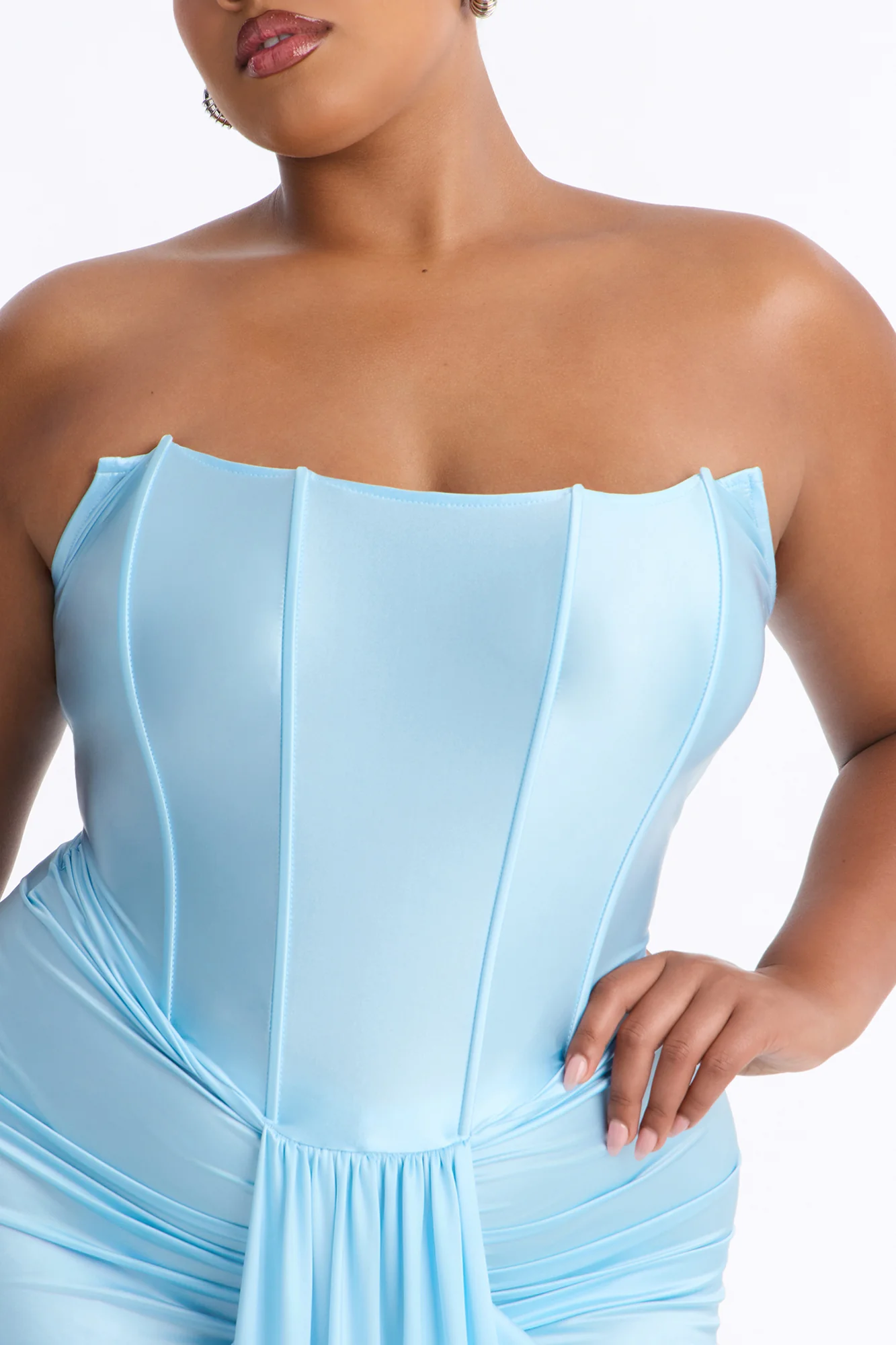 Warm Horizon Satin Maxi Gown - Light Blue - Image 6