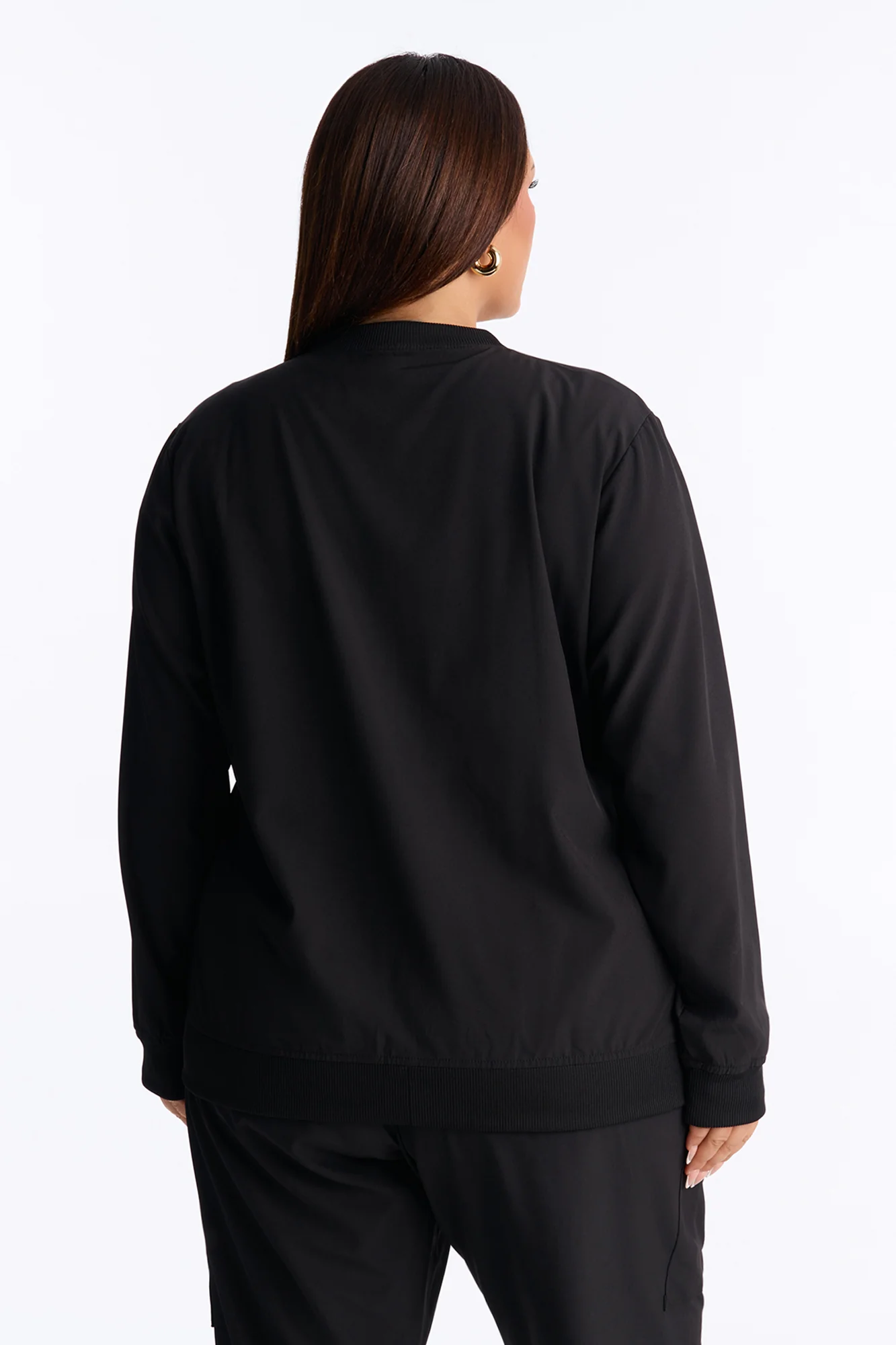 Warm Me Up 4 Way Stretch Zip Up Bomber Scrub Jacket - Black - Image 9