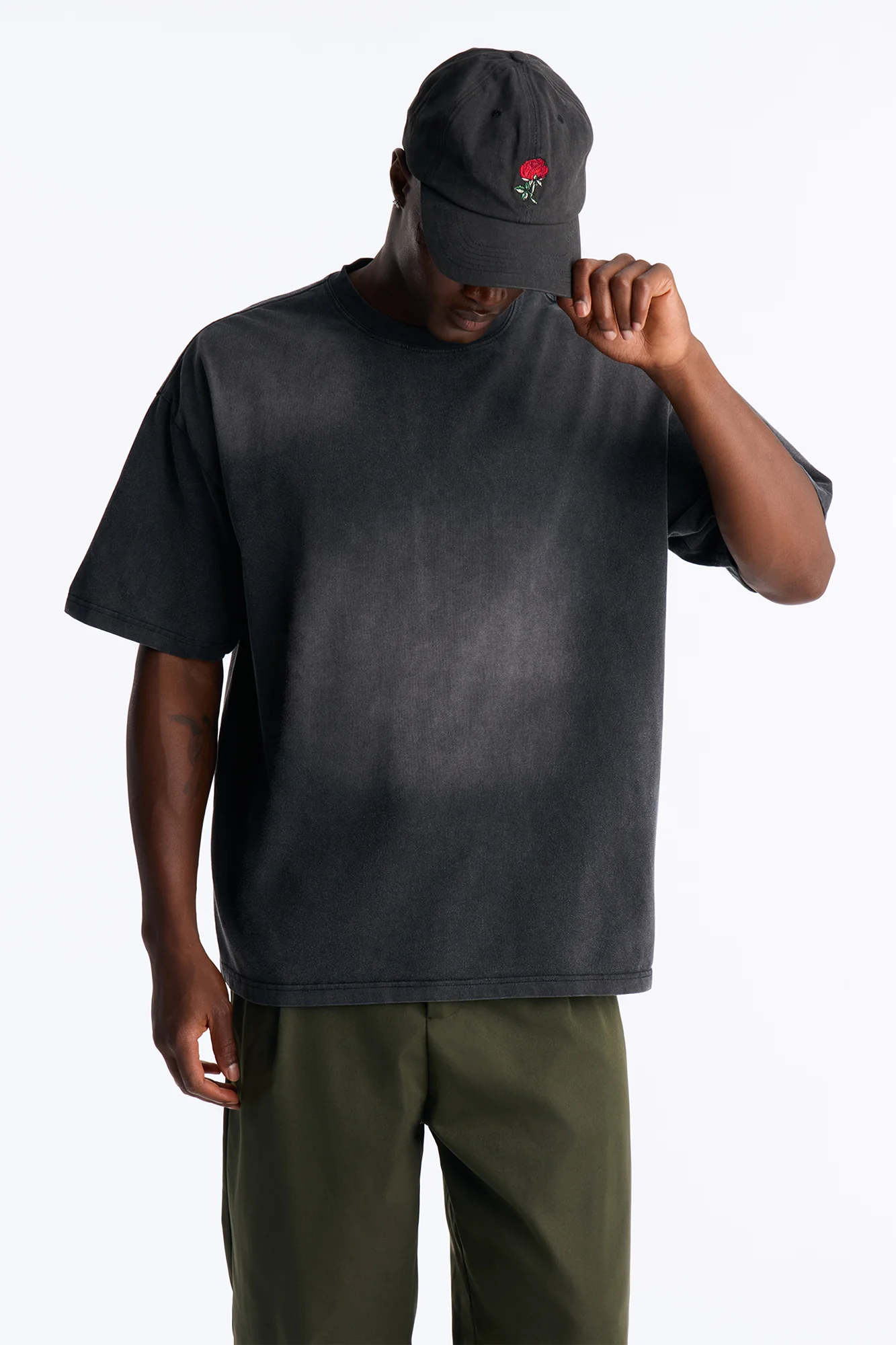 Washed Down Crewneck Tee - Washed Black