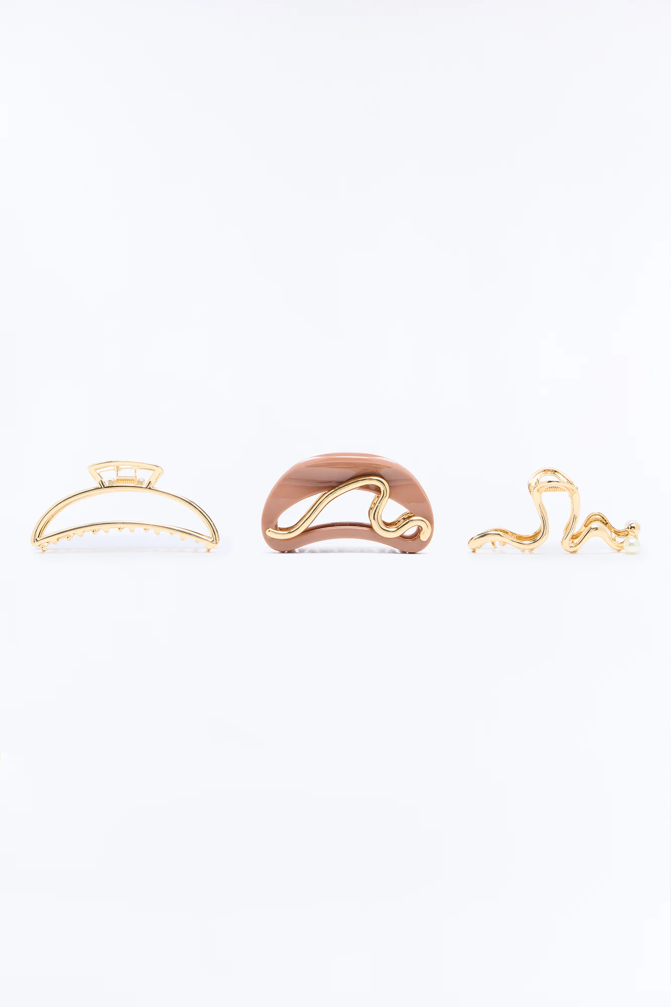 Waves On Hot Sand 3 Piece Claw Clip Set - Gold/combo