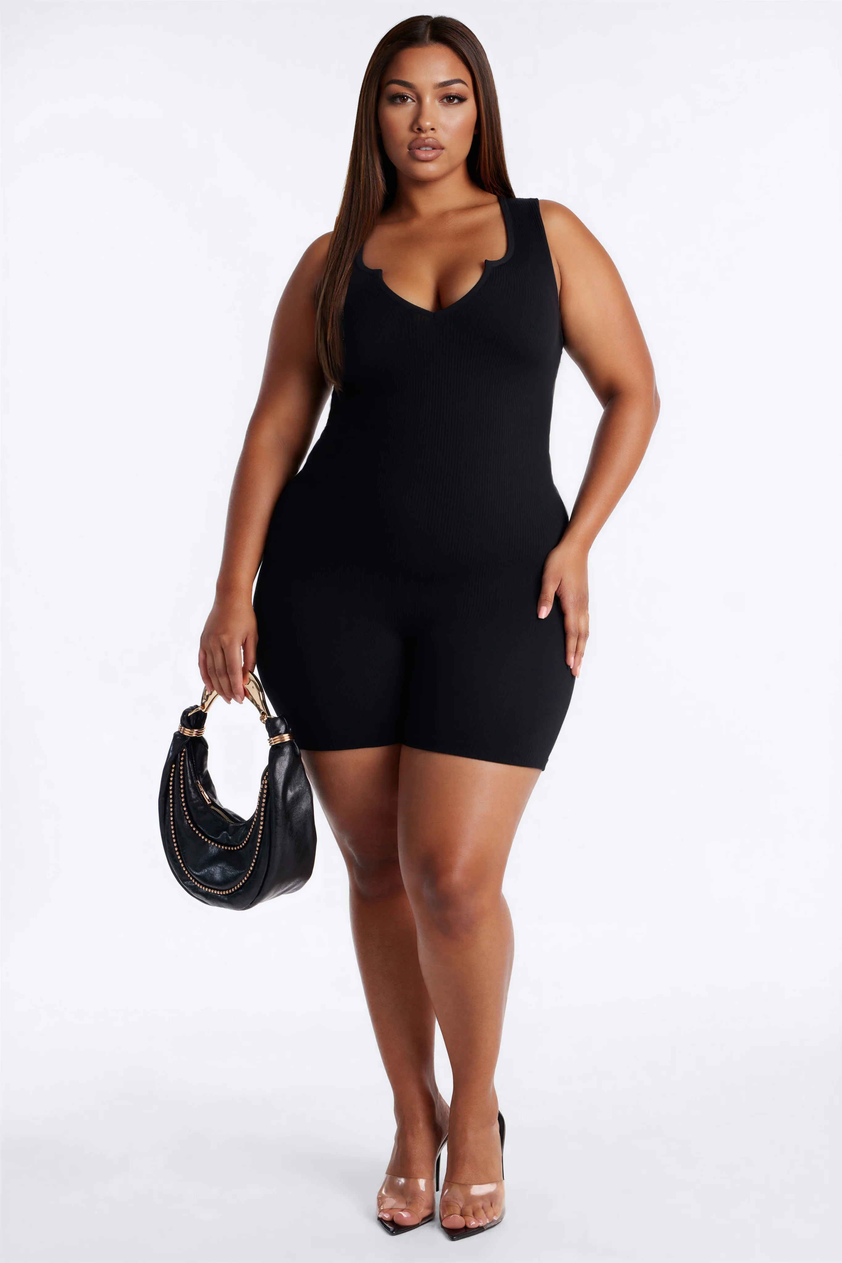 Weekend Errands Seamless Biker Short Romper - Black - Image 5