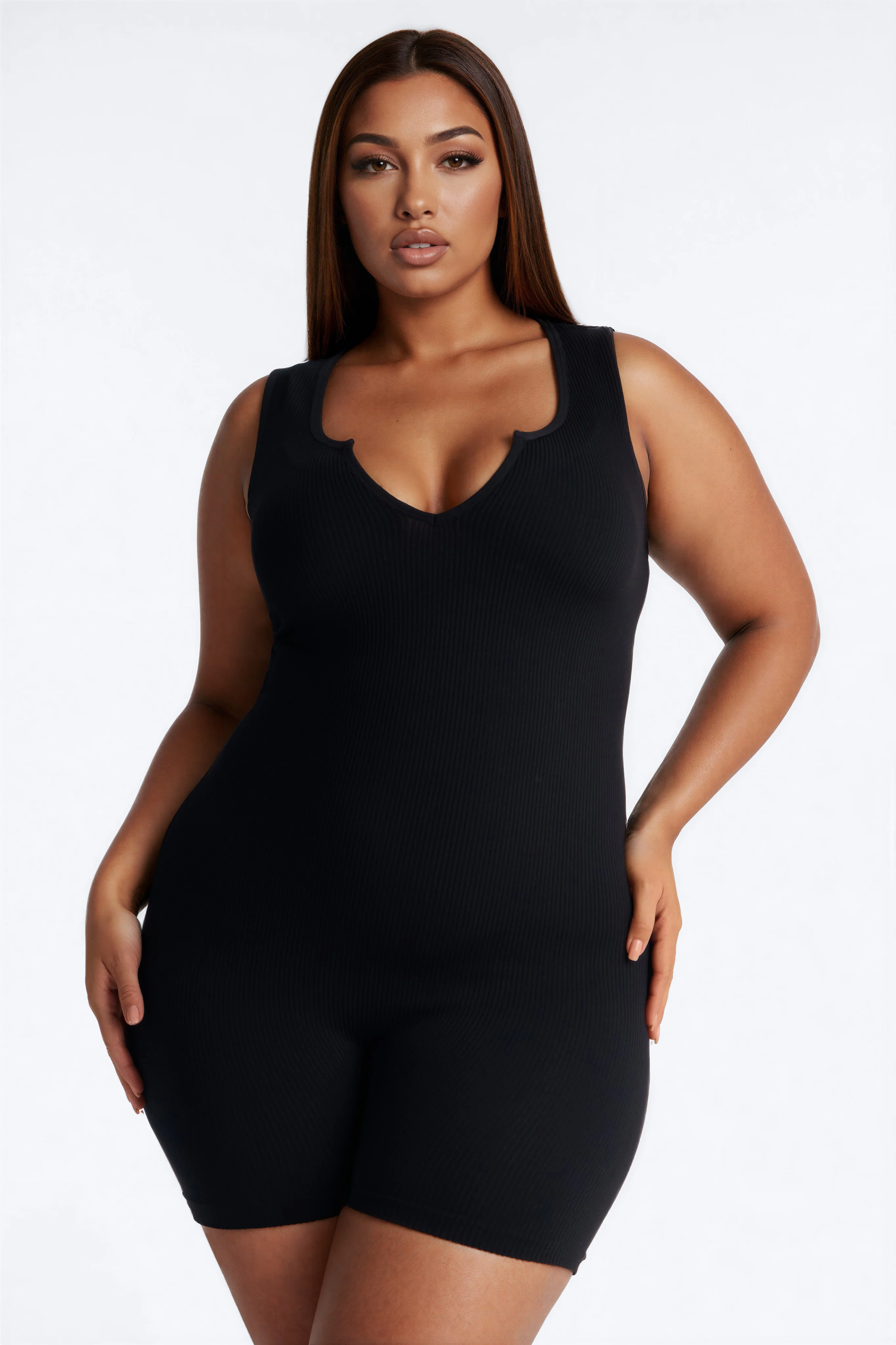 Weekend Errands Seamless Biker Short Romper - Black - Image 6