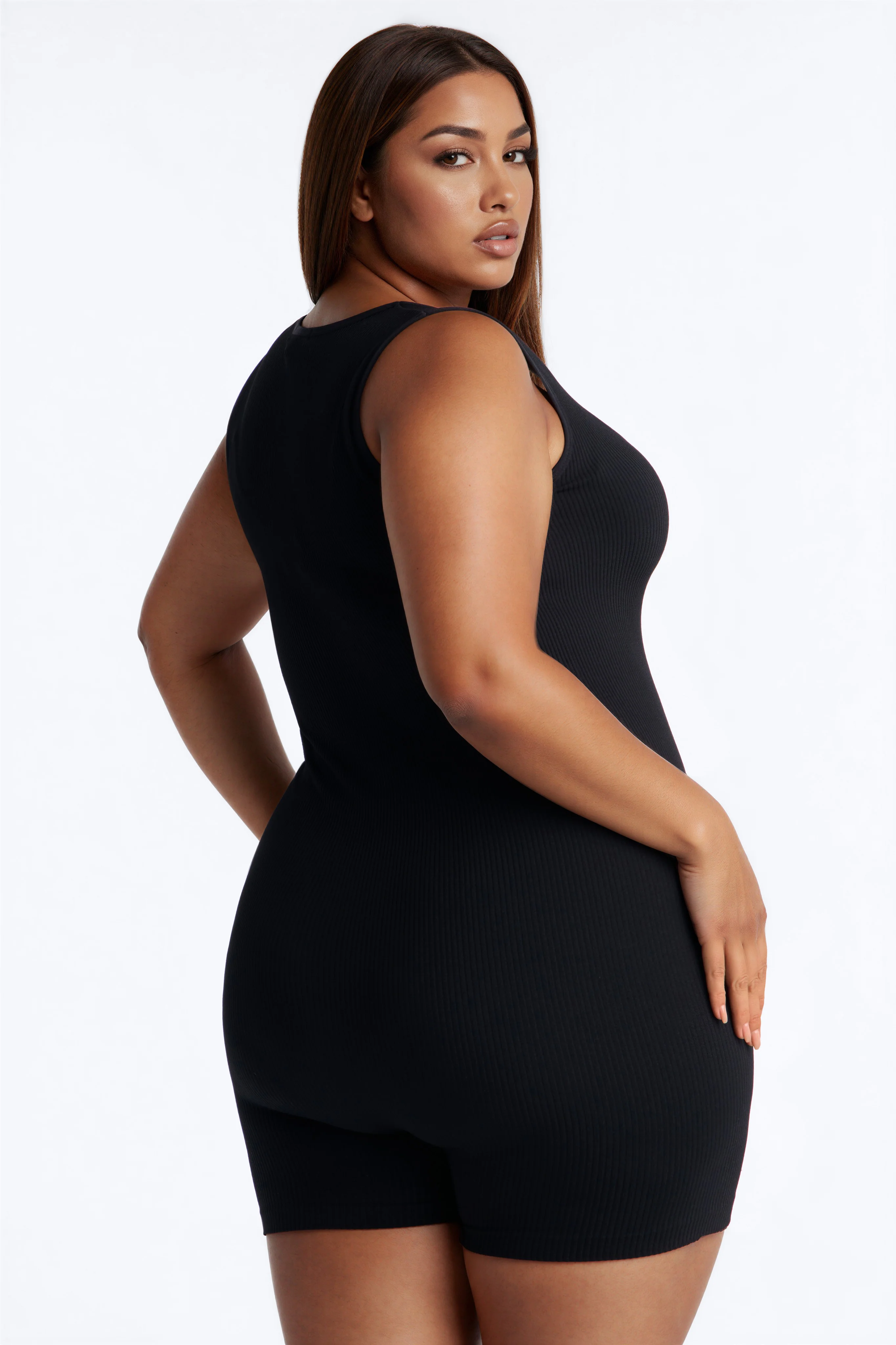 Weekend Errands Seamless Biker Short Romper - Black - Image 8