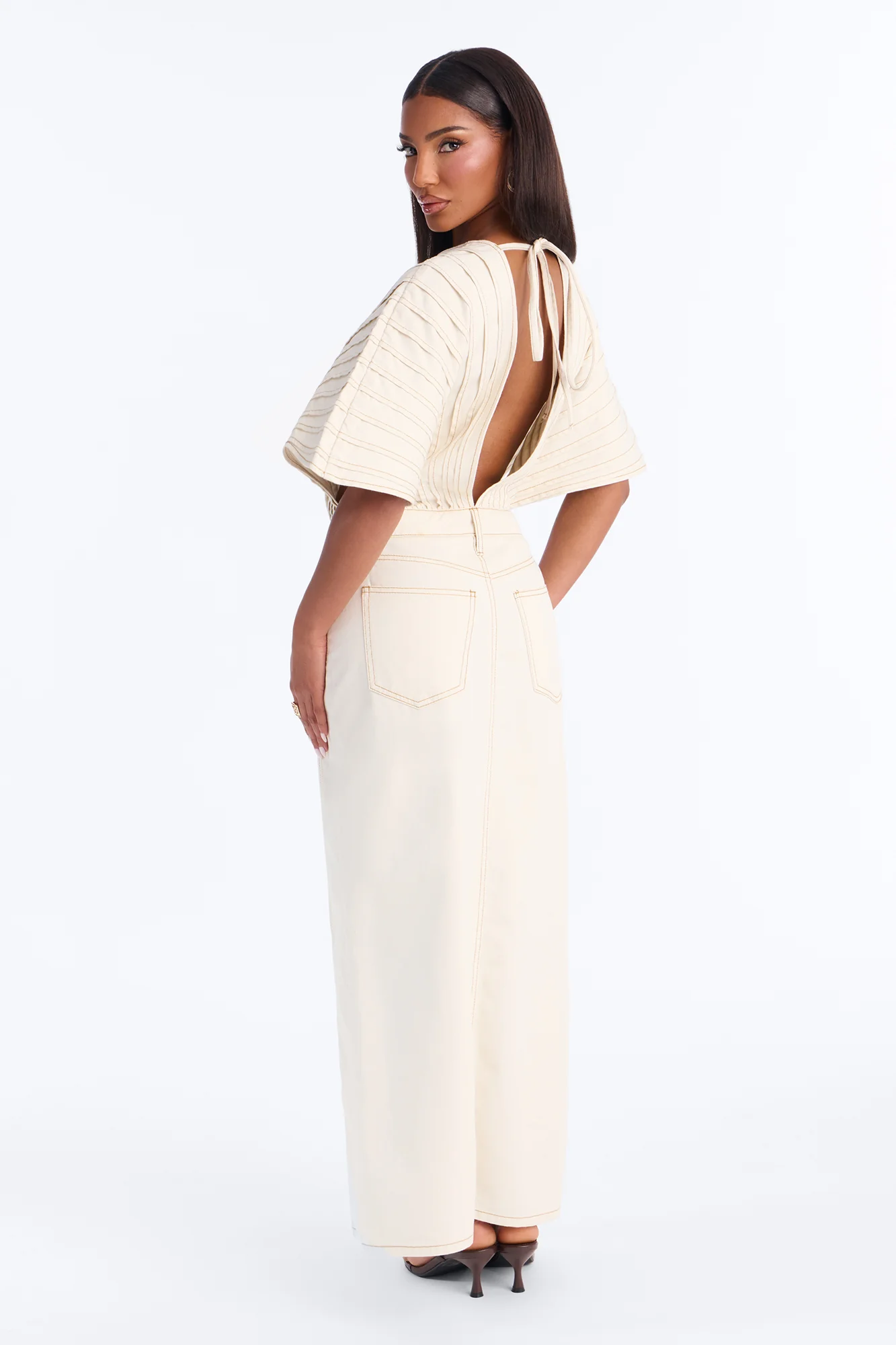 Weekend Vibing Denim Maxi Dress - OffWhite - Image 3