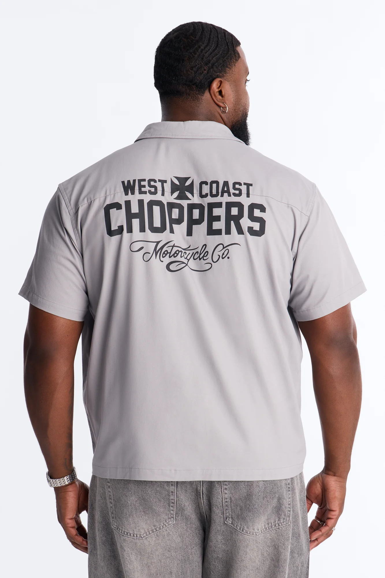 West Coast Choppers Patch Button Up Shirt - Light Grey - Image 9