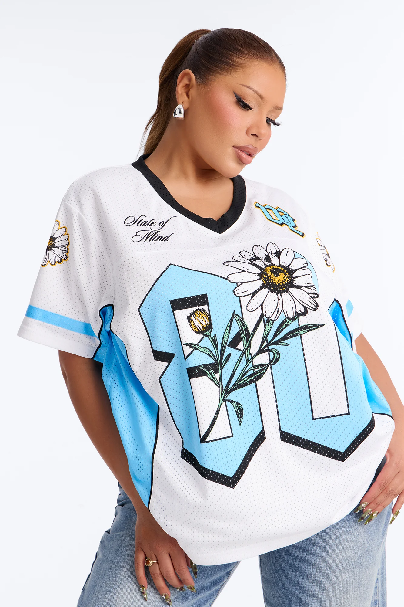 West Coast Daisy Mesh Jersey - White - Image 5