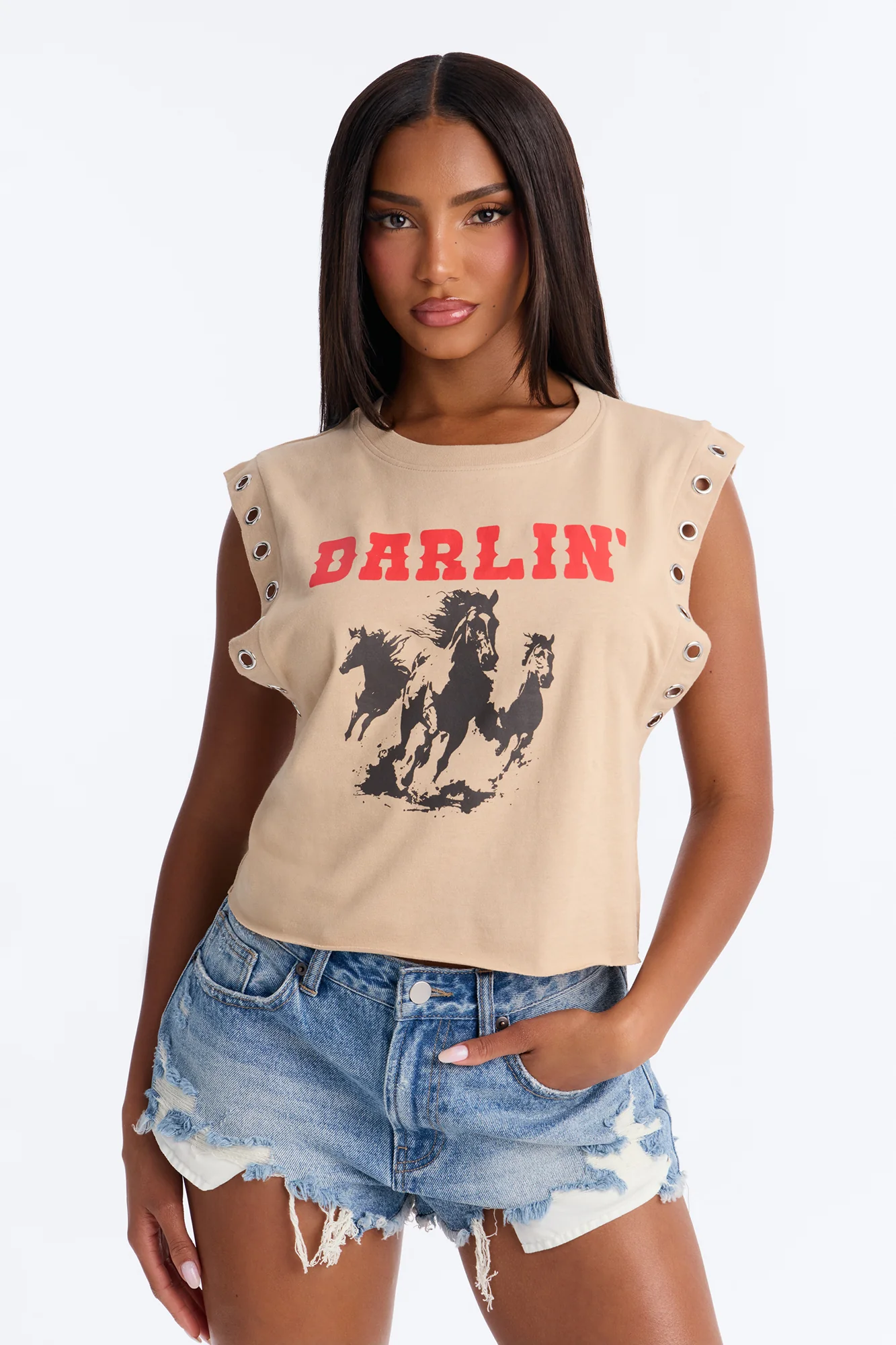 Western Darlin' Muscle Tee - Mocha