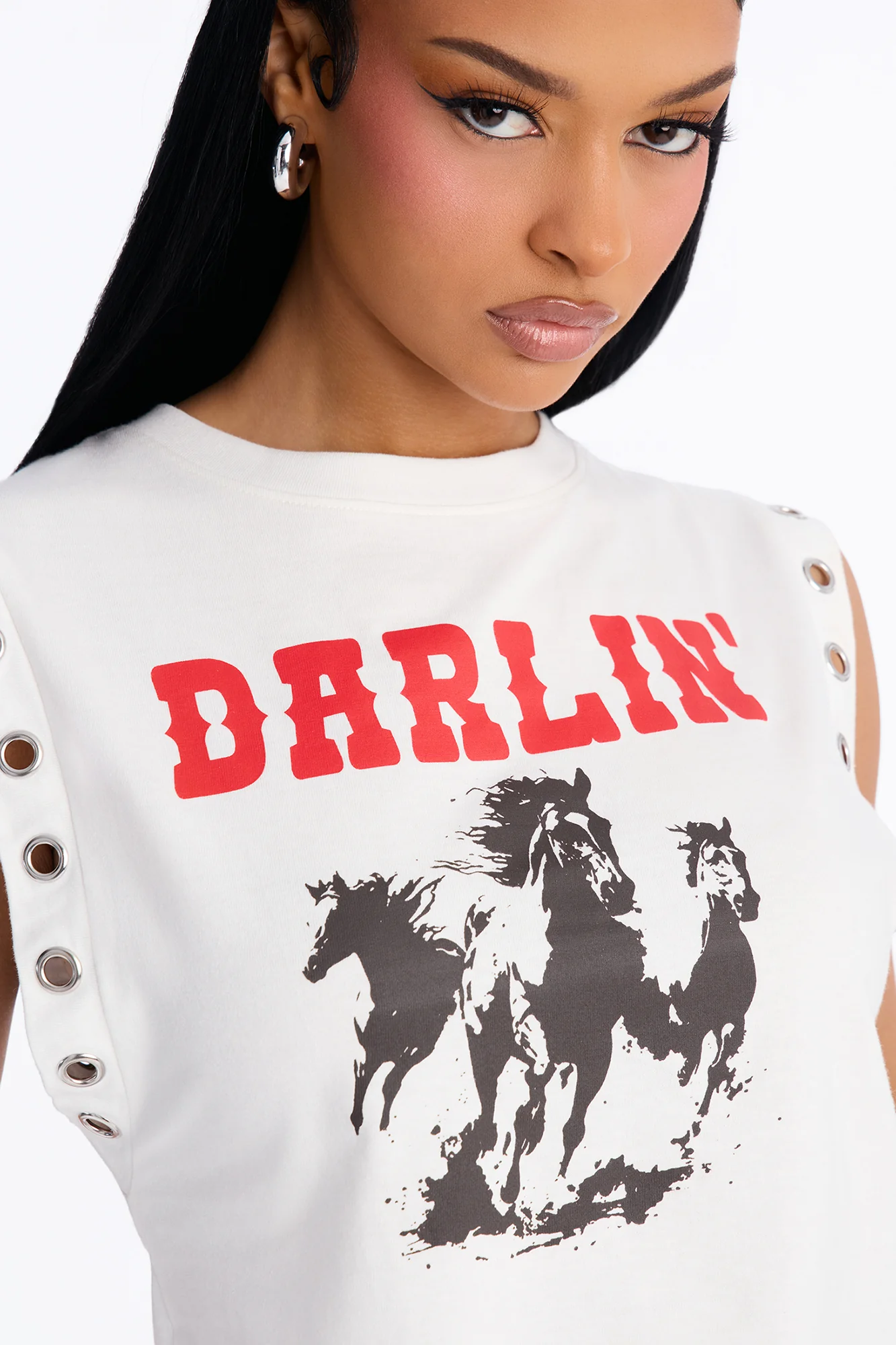 Western Darlin' Muscle Tee - White - Image 3
