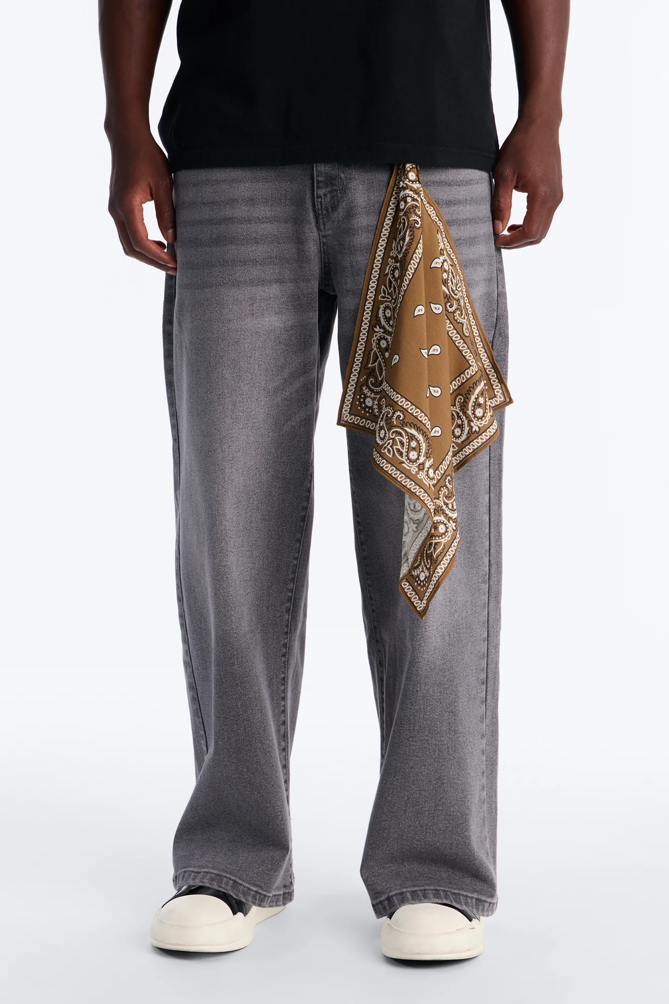 Western Paisley Graphic Bandana Keychain - Brown - Image 3