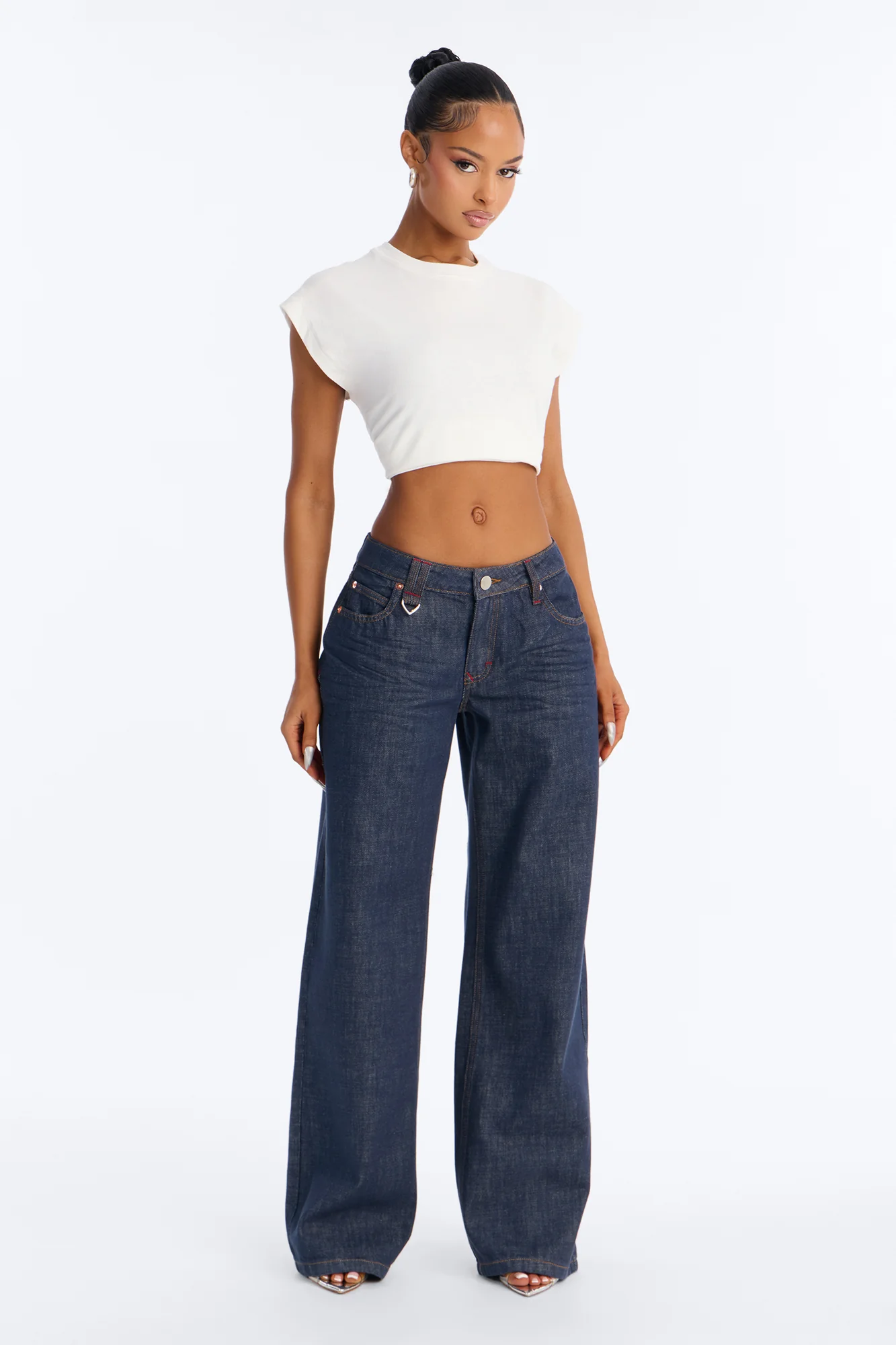 Westside Low Rise Non Stretch Wide Leg Jeans - Dark Denim - Image 2