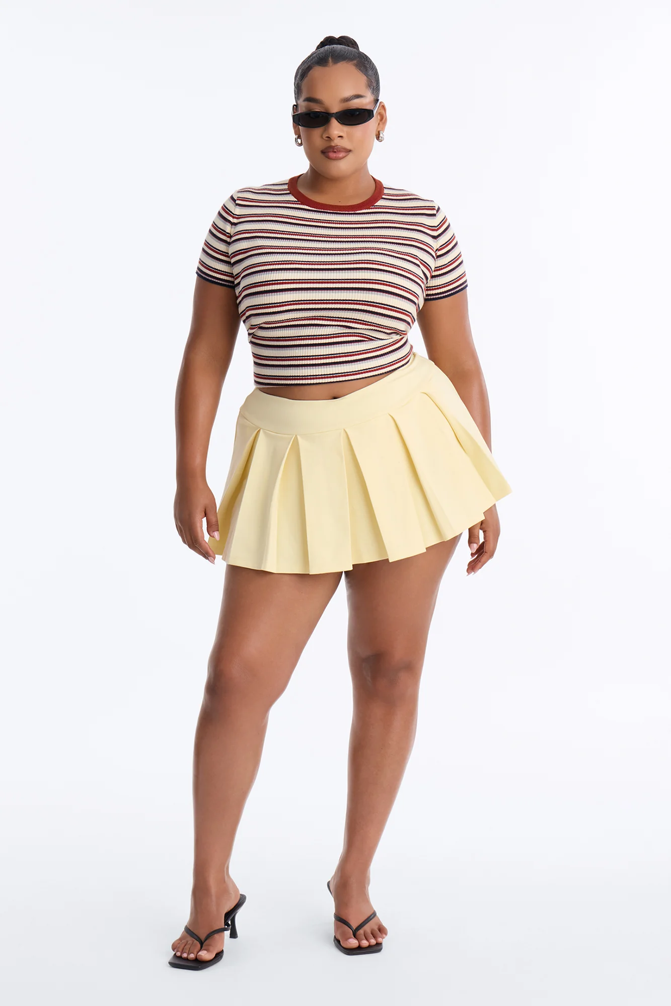 When Good Meets Bad Pleated Micro Mini Skirt - Butter Yellow - Image 5