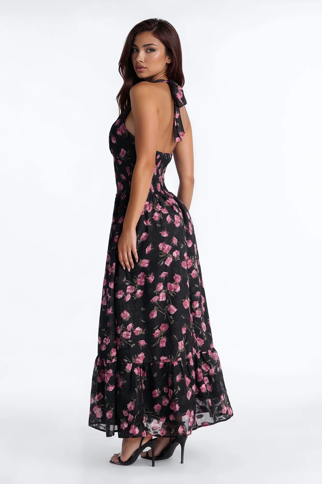 Whispering Rose Chiffon Maxi Dress - Black/combo - Image 4