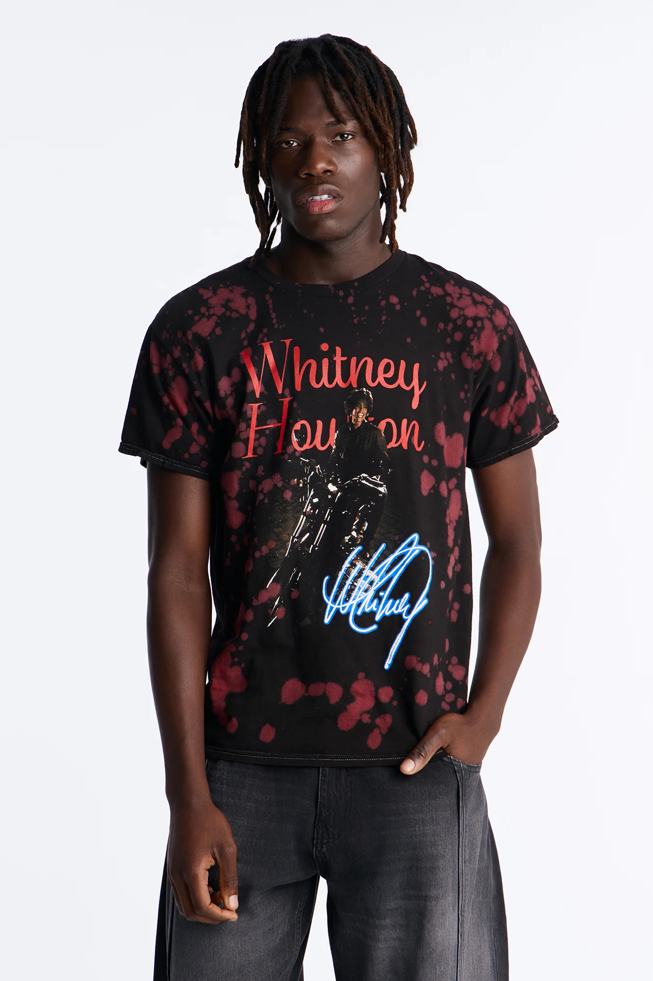 Whitney Houston Dyed Short Sleeve Tee - Black/Red