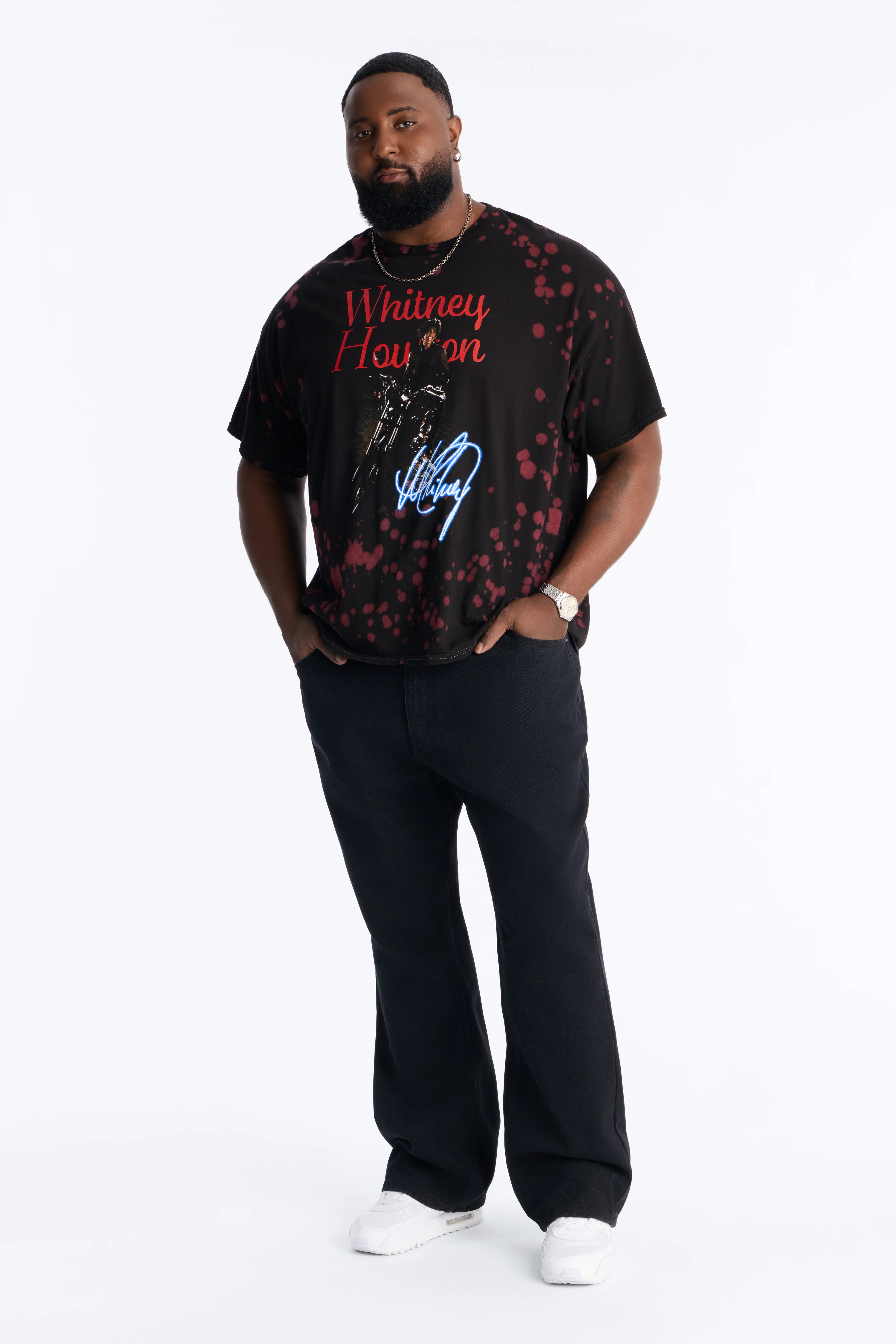 Whitney Houston Dyed Short Sleeve Tee - Black/Red - Image 6