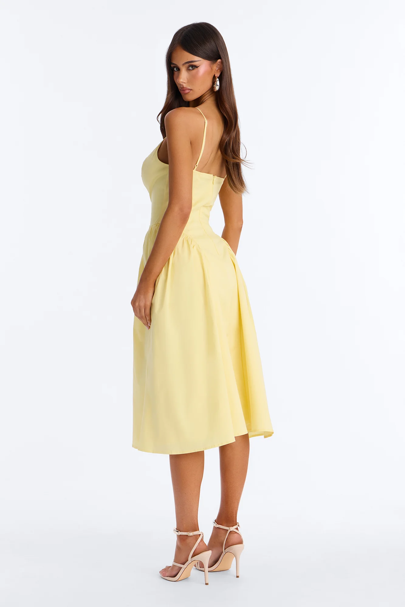 Whitney Pleated Poplin Midi Dress - Yellow - Image 4