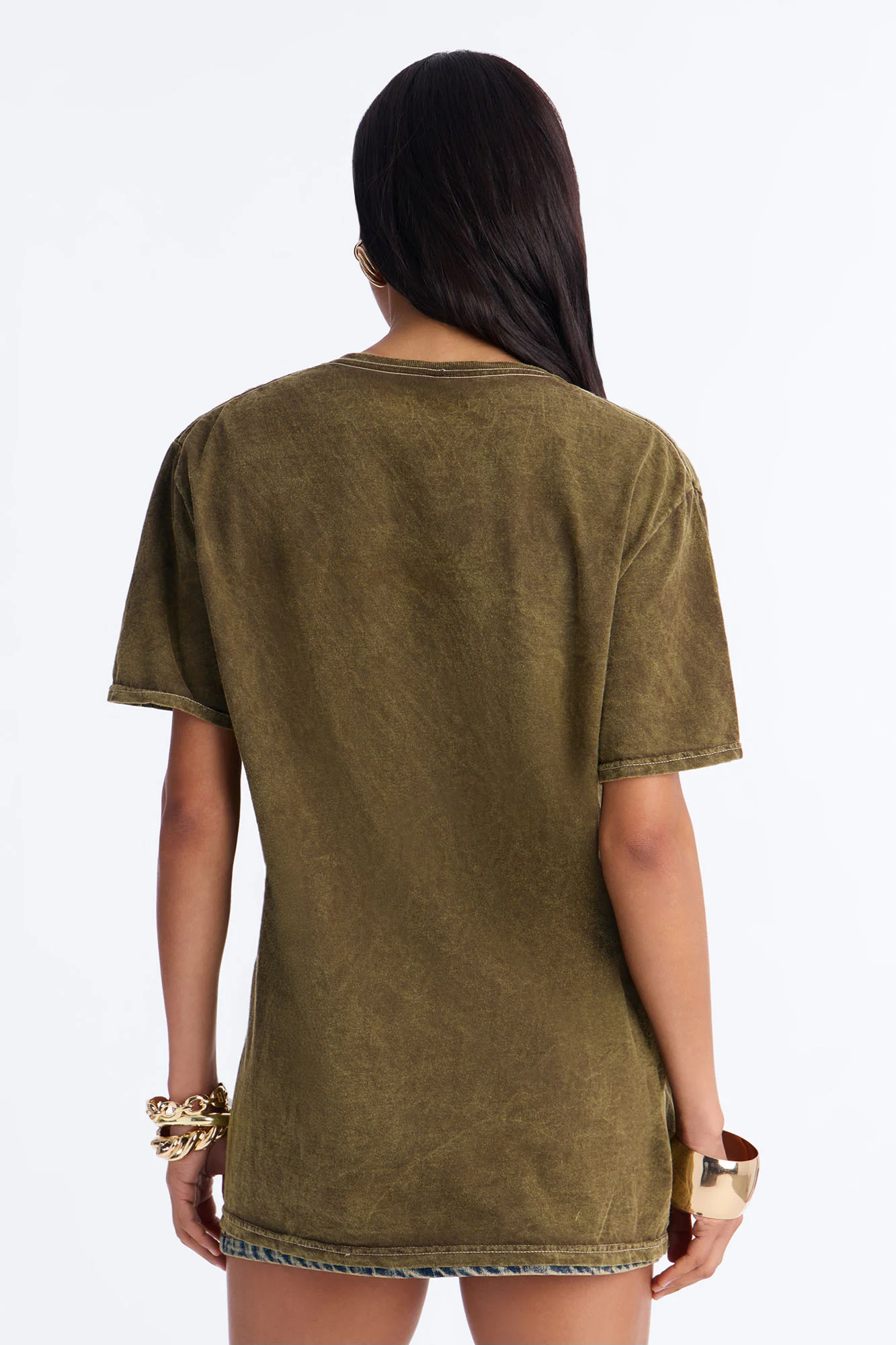 Whitney Washed Tee With Rhinestones - Brown - Image 5