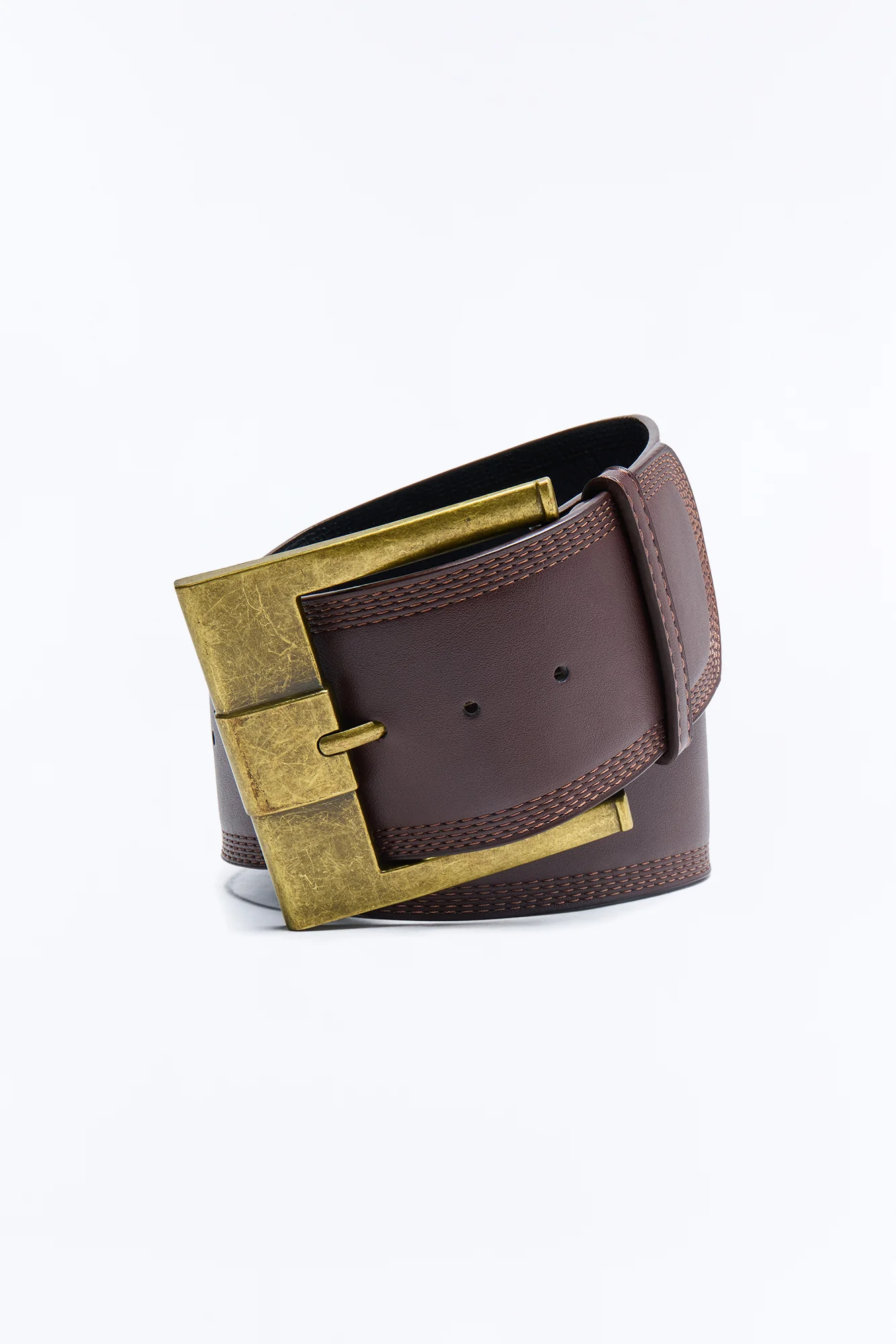 Wide As A River Faux Leather Belt - Brown - Image 3