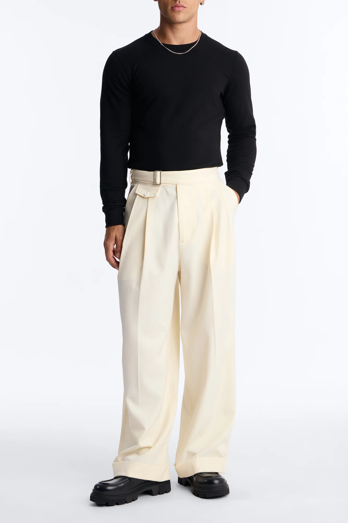 Wide Leg Vanderbilt Gurkha Trouser - Cream