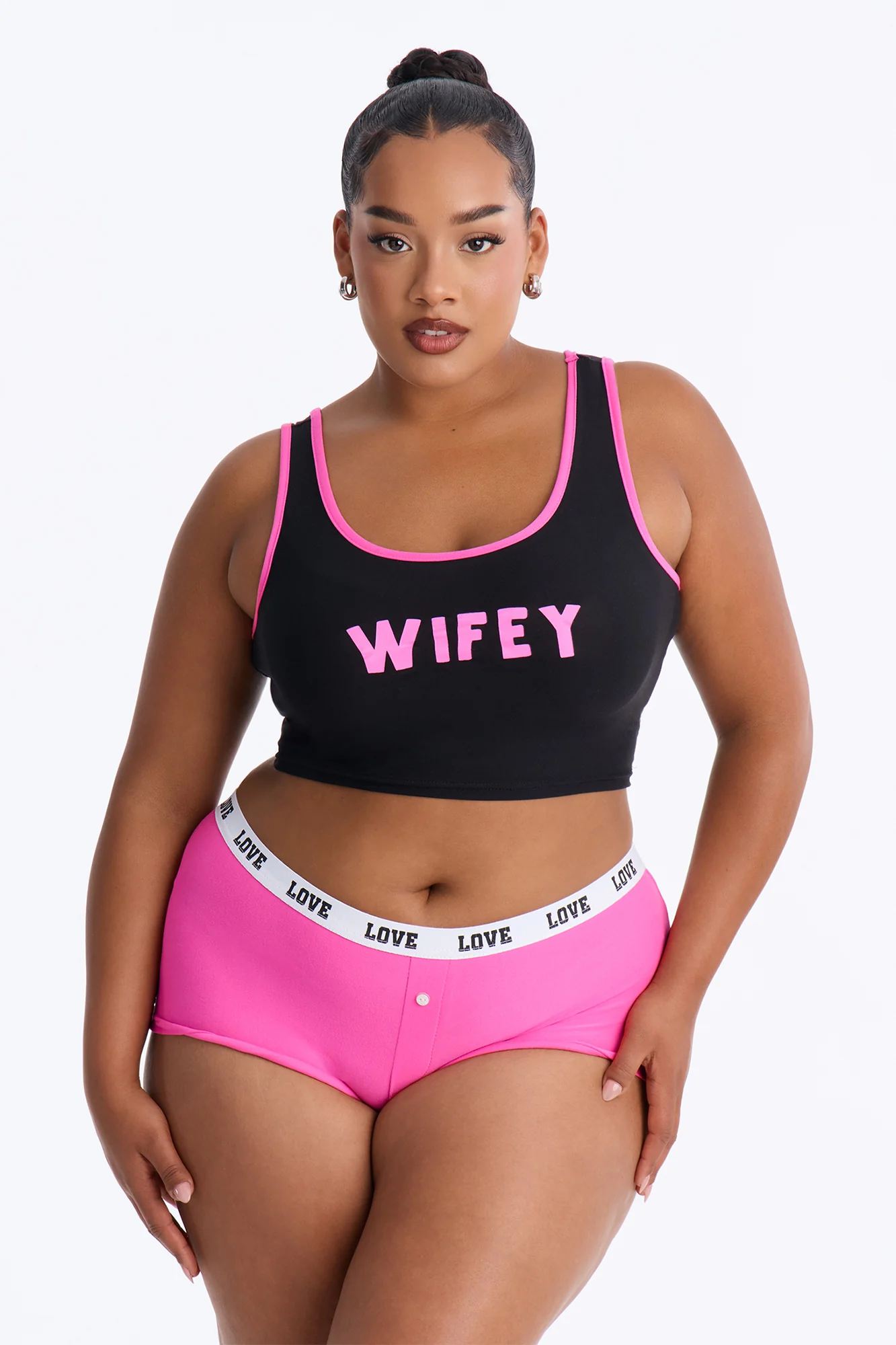 Wifey 2pc Boyshort PJ Set - Black/combo - Image 4