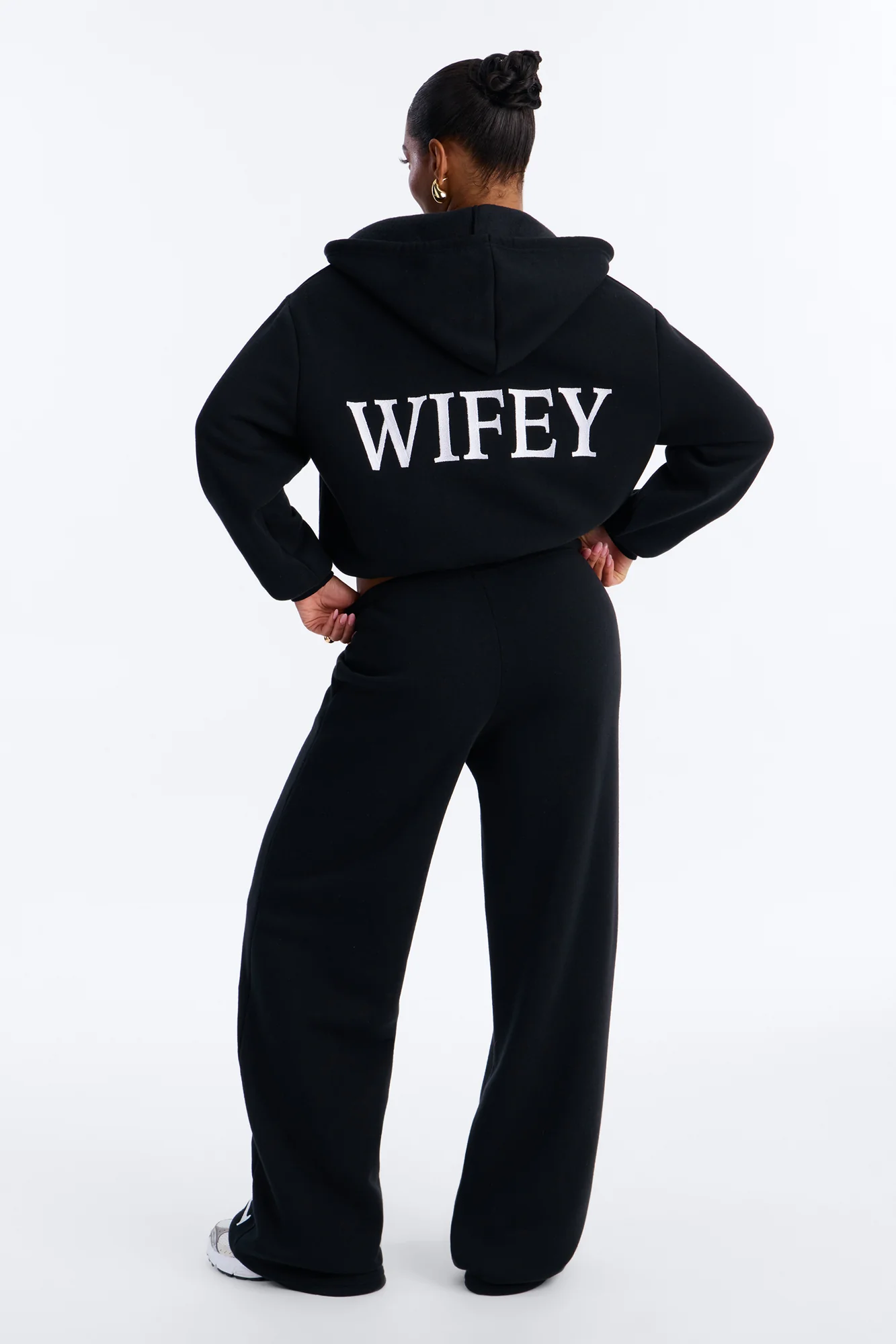 Wifey Era Fleece Pant Set - Black/White